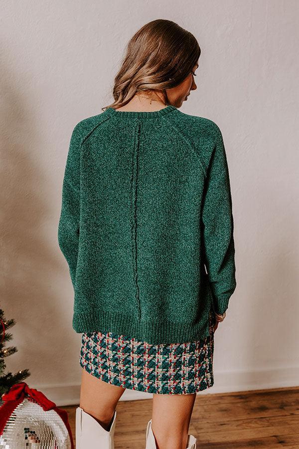 Fall Gratitude Chenille Knit Sweater In Hunter Green Product Image