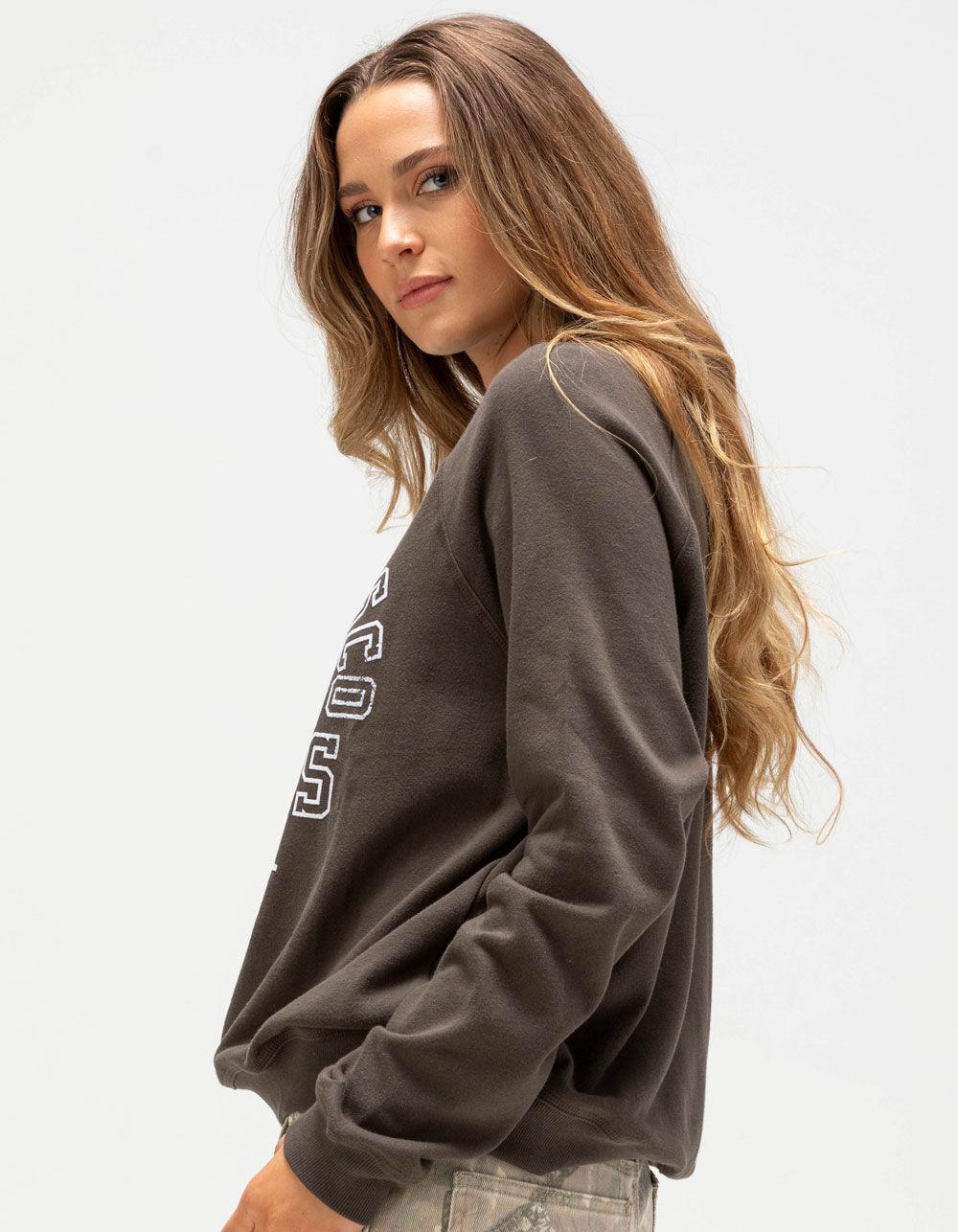 JUNK FOOD San Francisco 49ers Womens Flocked Raglan Crewneck Sweatshirt - BLACK Product Image