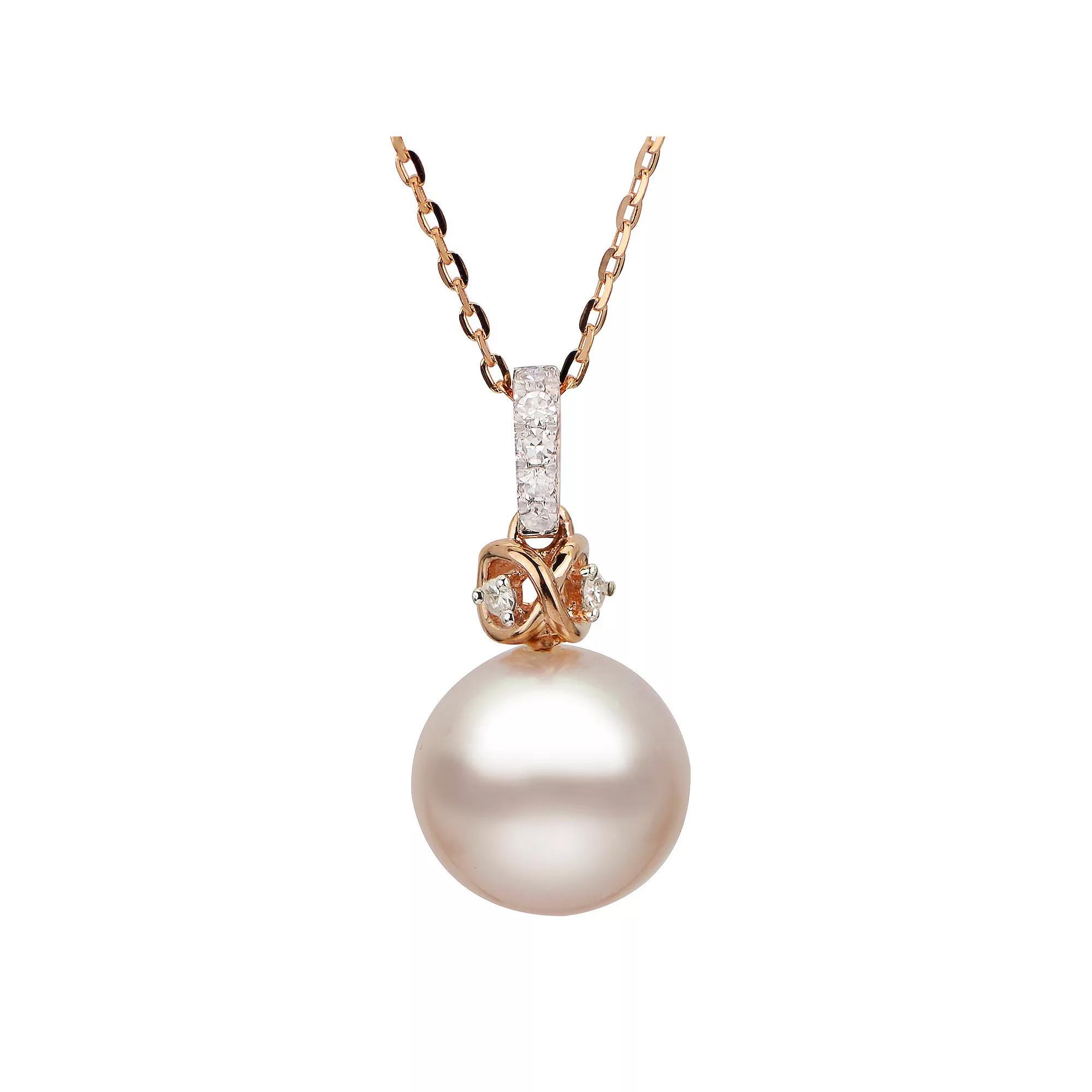PearLustre by Imperial 10k Rose Gold Pink Freshwater Cultured Pearl & Diamond Accent Pendant Necklace, Womens Product Image