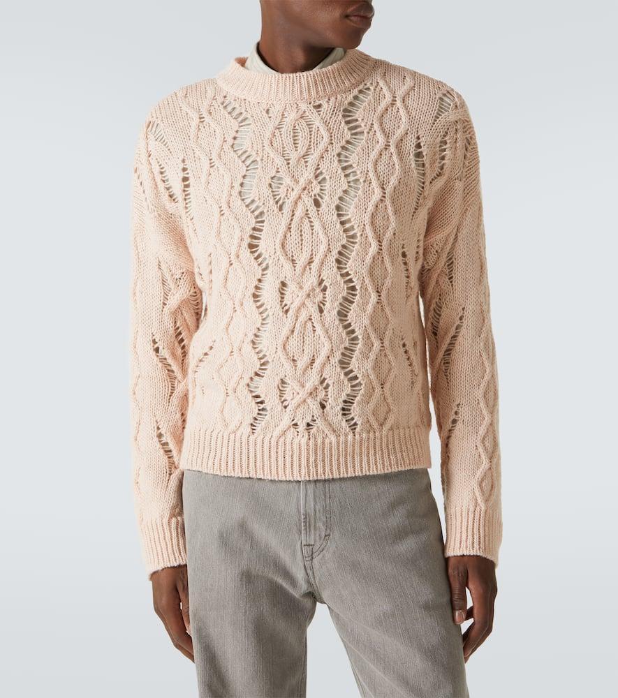 OUR LEGACY Cable Sonar Roundneck Wool Sweater In Pink Product Image