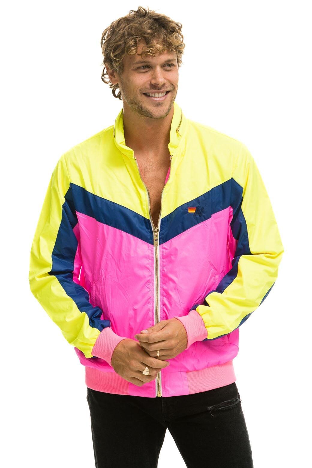 MEN'S WINDBREAKER JACKET - NEON PINK Male Product Image