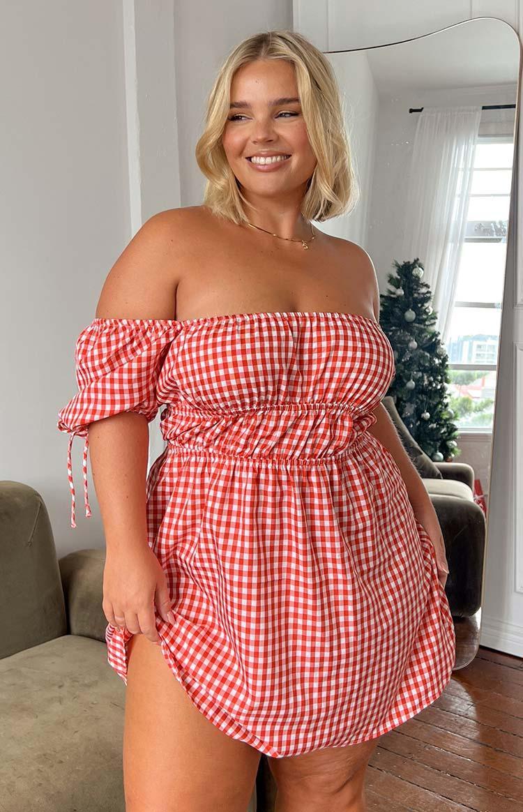 I'm Yours Red Gingham Mini Dress Product Image