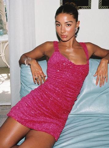 Centerfold Sequin Mini Dress Pink Product Image
