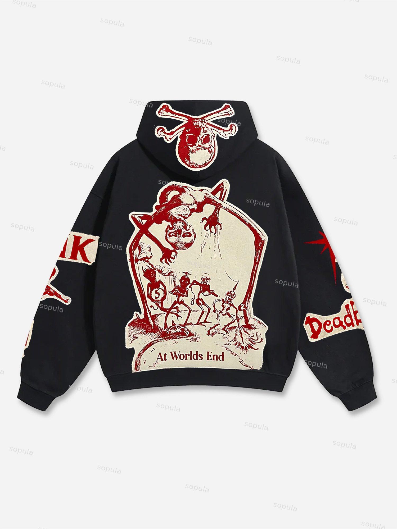 Vintage Boxer Patch Graphic Print Oversized Hoodie Product Image