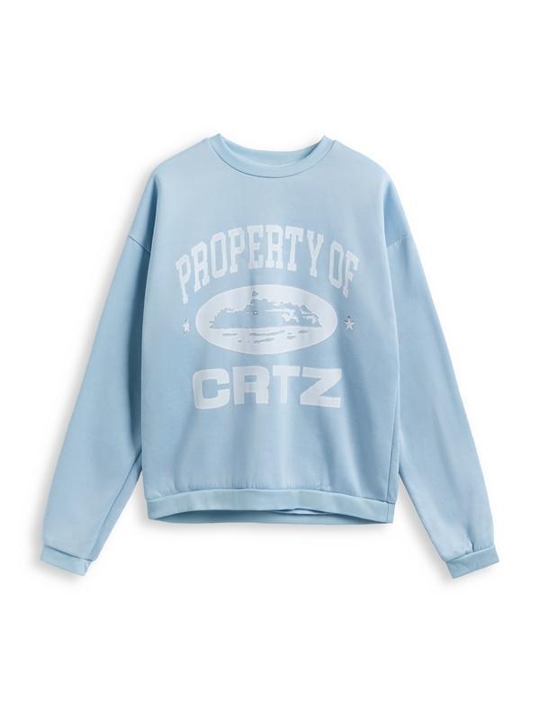 Men's Vintage Letter Print Crew Neck Sweatshirt Product Image