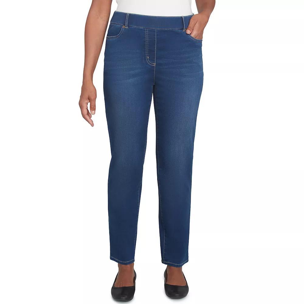 Womens Alfred Dunner Super Stretch Medium Length Pants Dark Blue Product Image