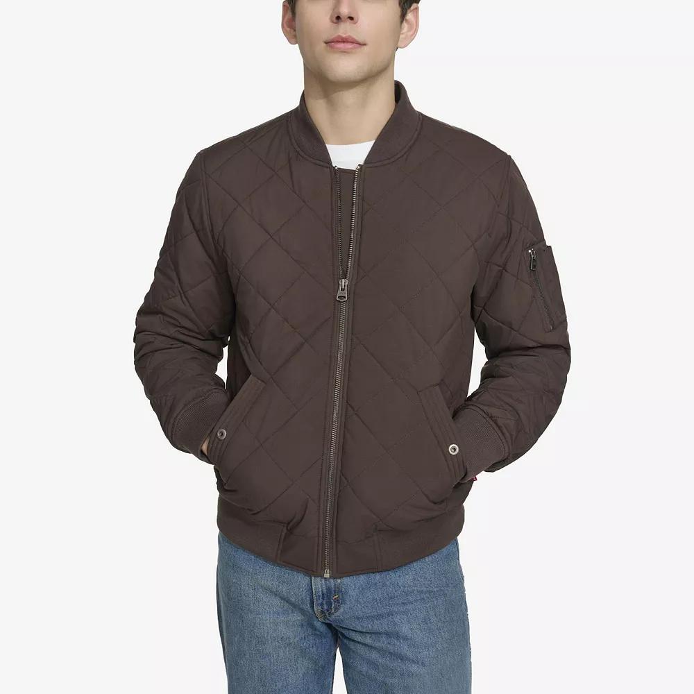 Mens Levis Diamond Quilted Bomber Jacket Brown Brown Product Image