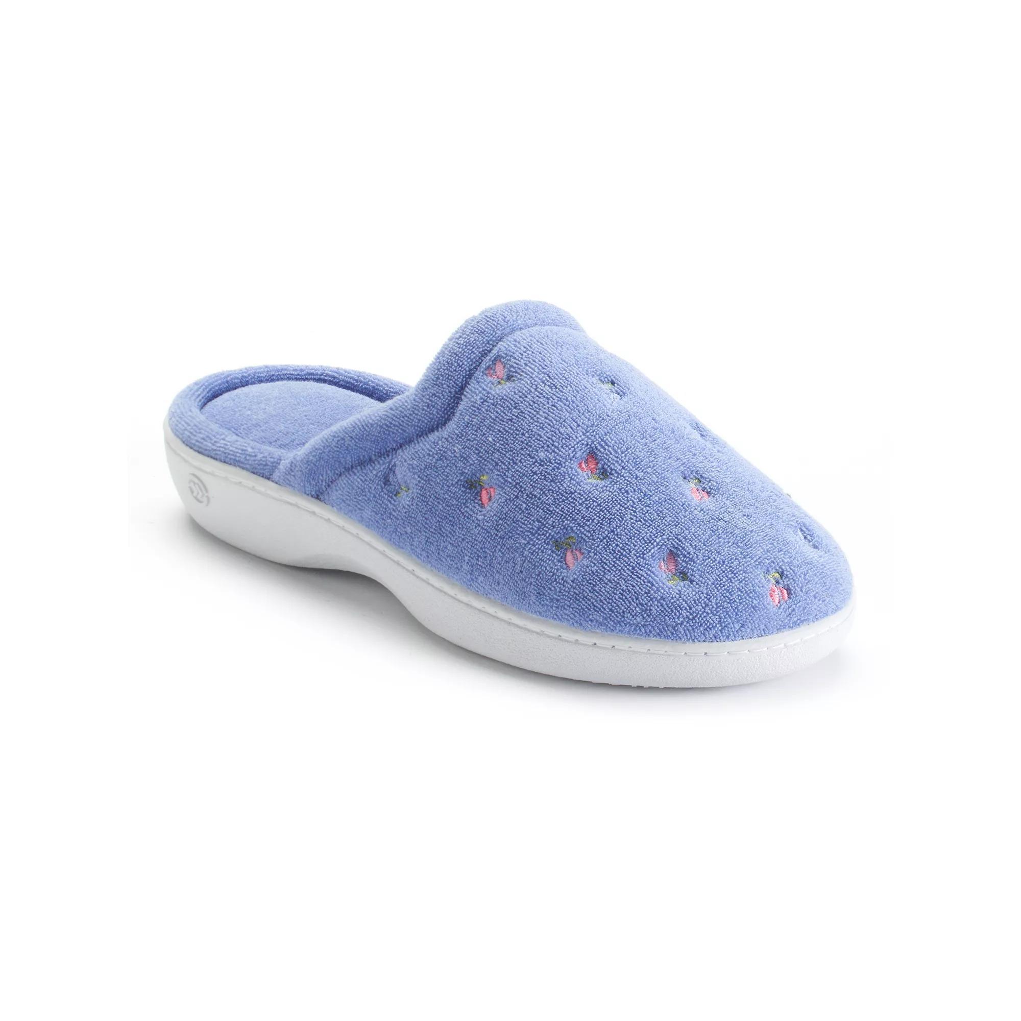 isotoner Embroidered Terry Secret Sole Womens Clog Slippers Purple Product Image