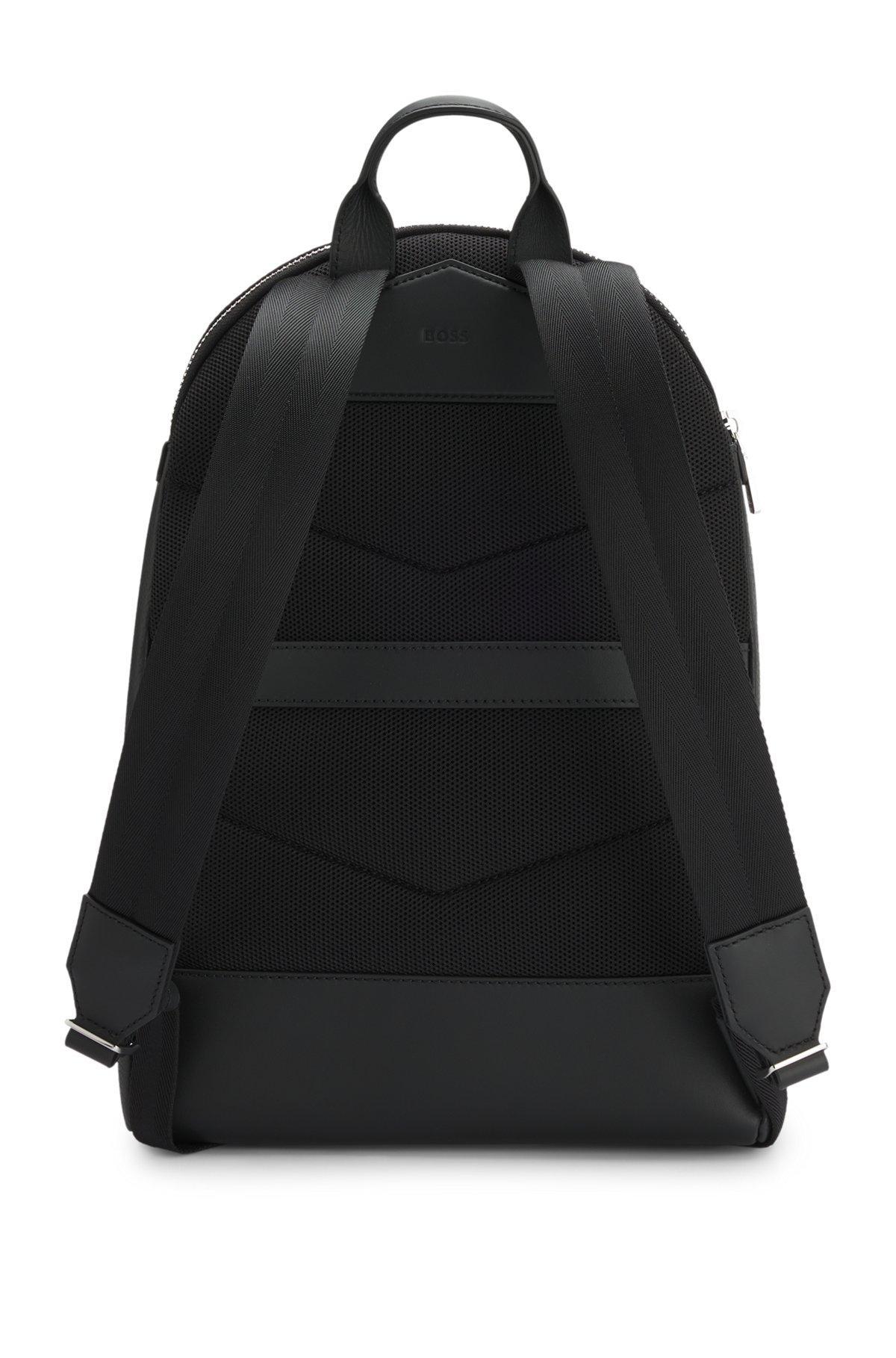 Backpack in grained Italian leather with smart sleeve Product Image