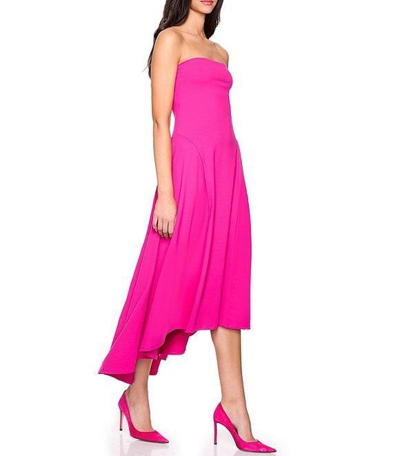 Susana Monaco Stretch Knit Strapless Neck High-Low Midi Dress Product Image