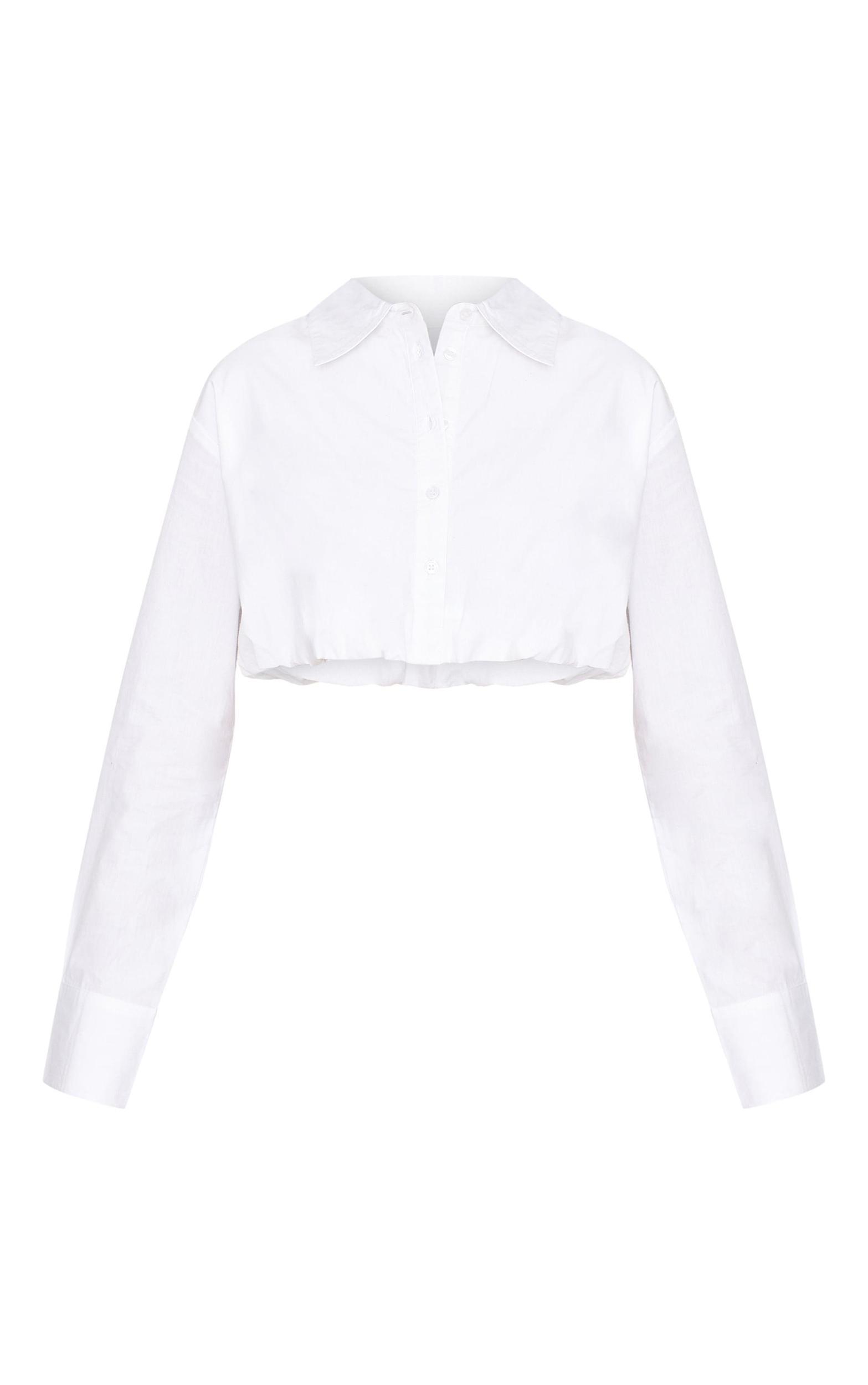 White Bubble Hem Shirt Product Image
