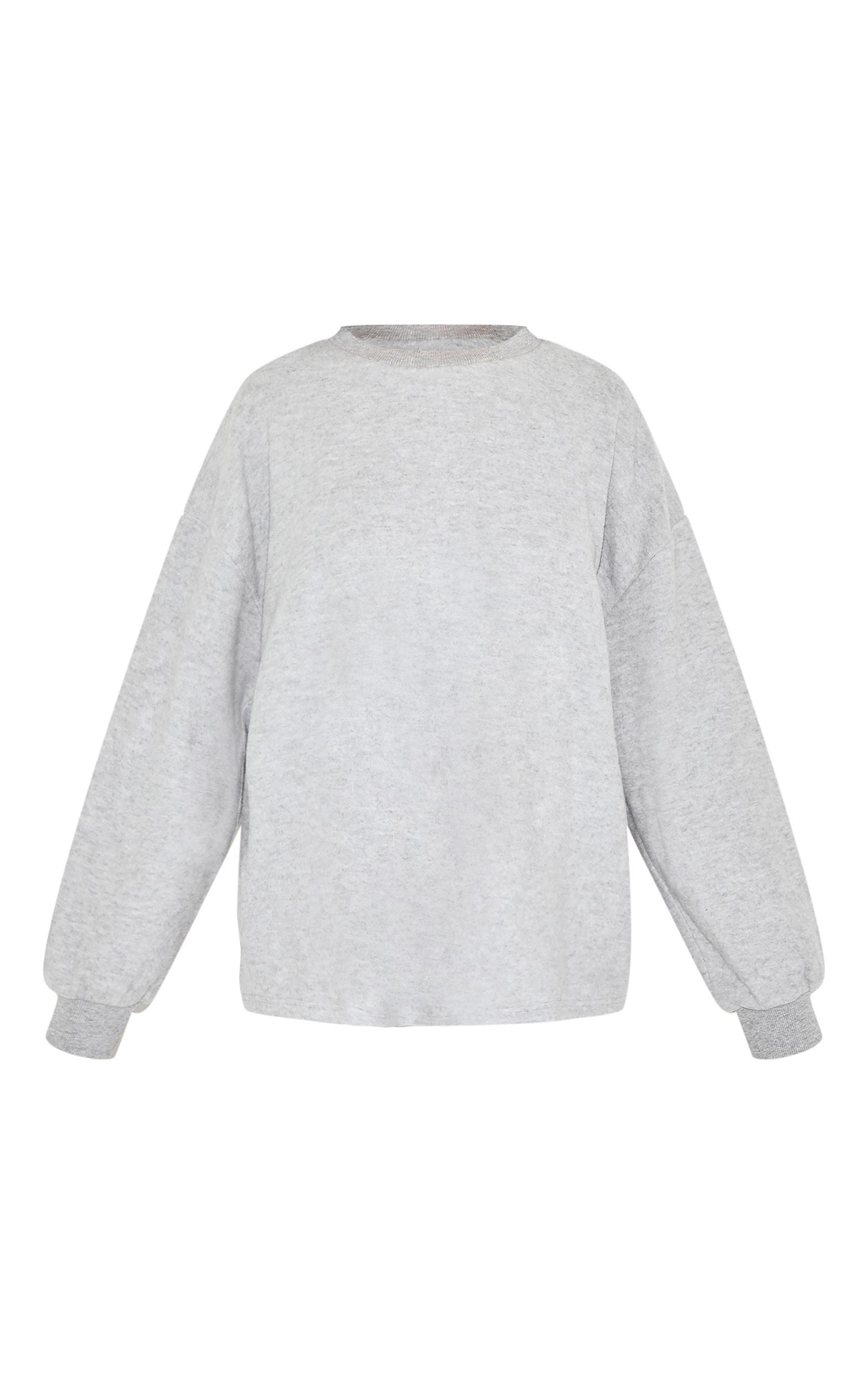 Petite Ash Grey Soft Touch Oversized Sweatshirt Product Image