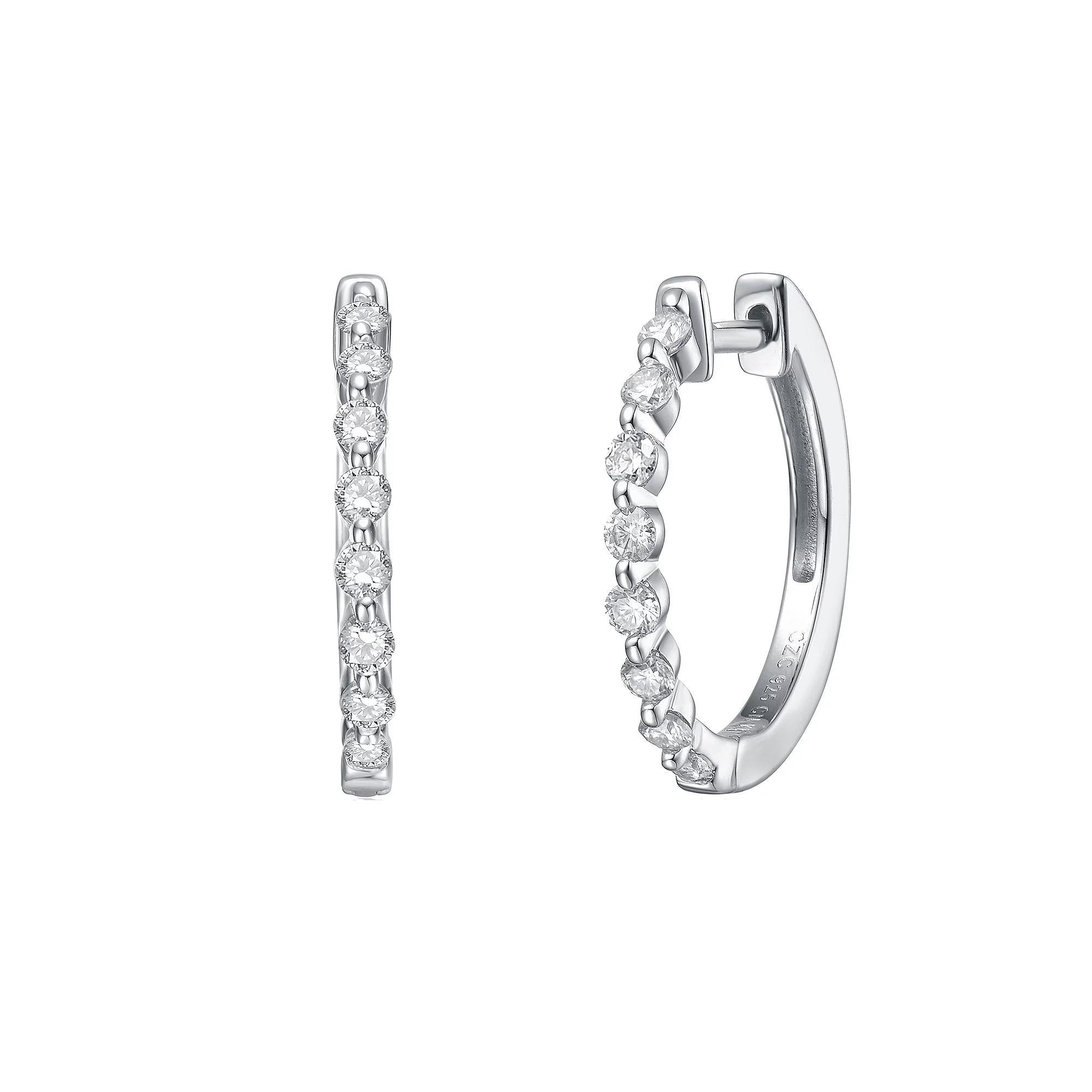 Stella Valentino Sterling Silver Lab-Created Moissanite Huggie Hoop Earrings, Womens Product Image