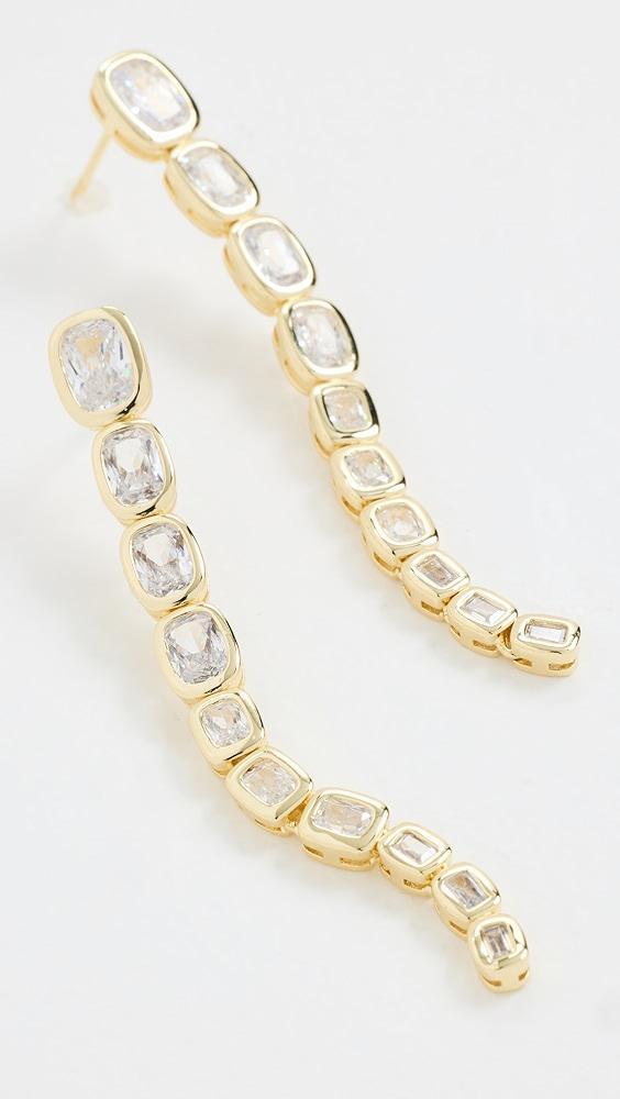 By Adina Eden Colored Bezel Baguette Graduated Drop Stud Earrings | Shopbop Product Image