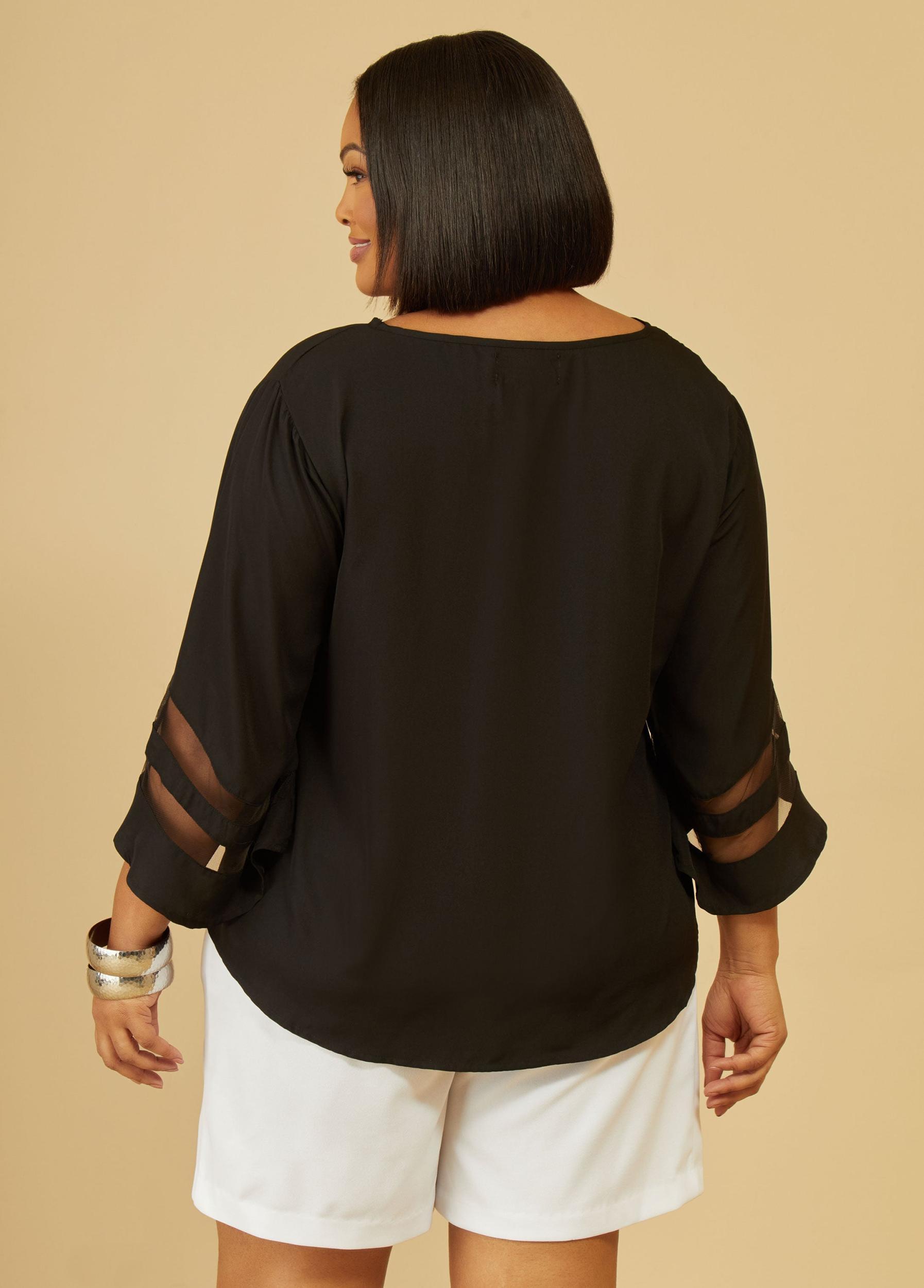 Mesh Paneled Blouse Female Product Image