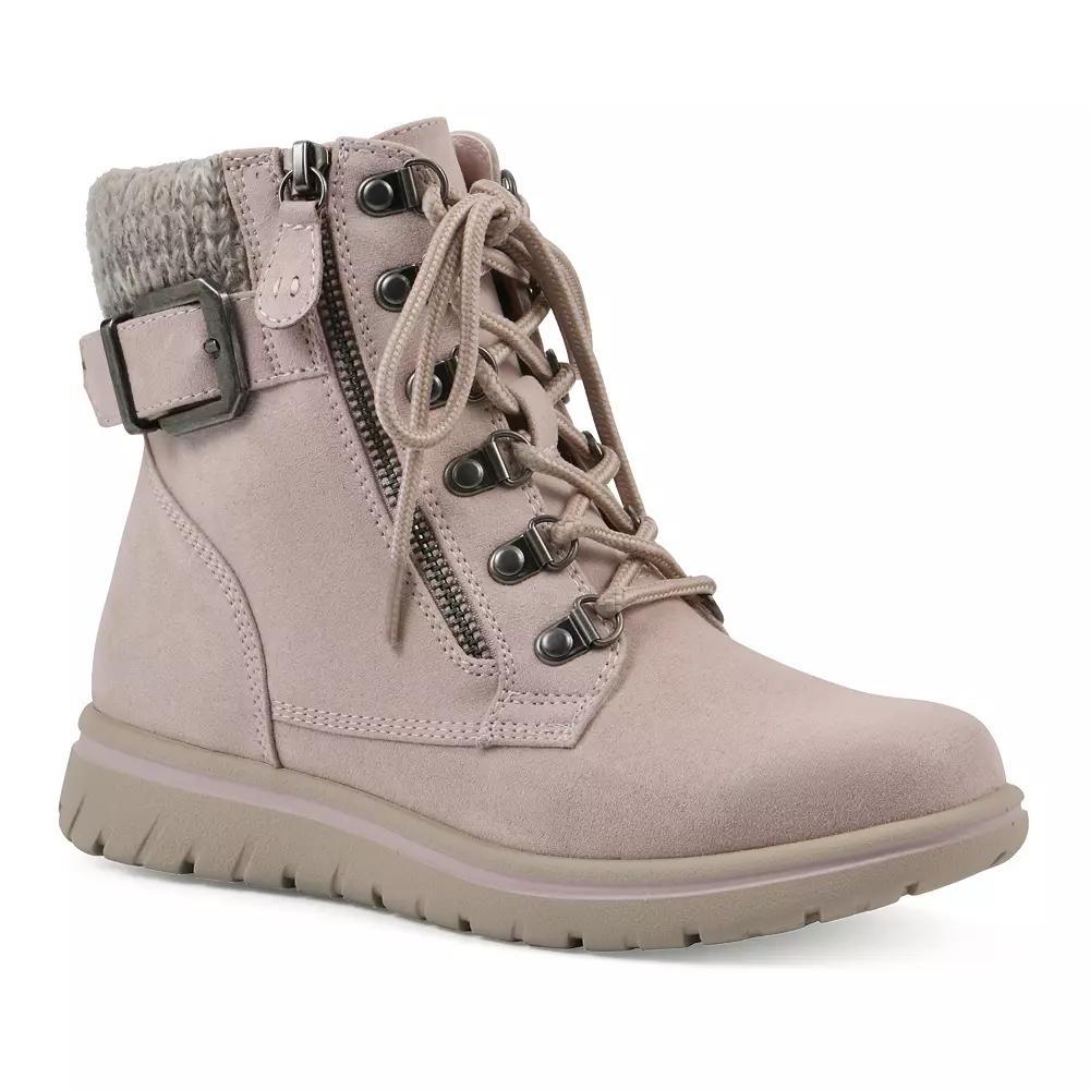 Cliffs by White Mountain Hearty Women's Combat Boots, Size: 8 Wide, Pale Pink Fabric Product Image