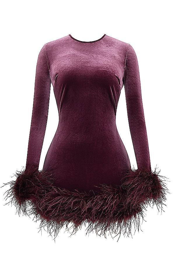 Lavinia Mulberry Velvet Mini Dress Product Image