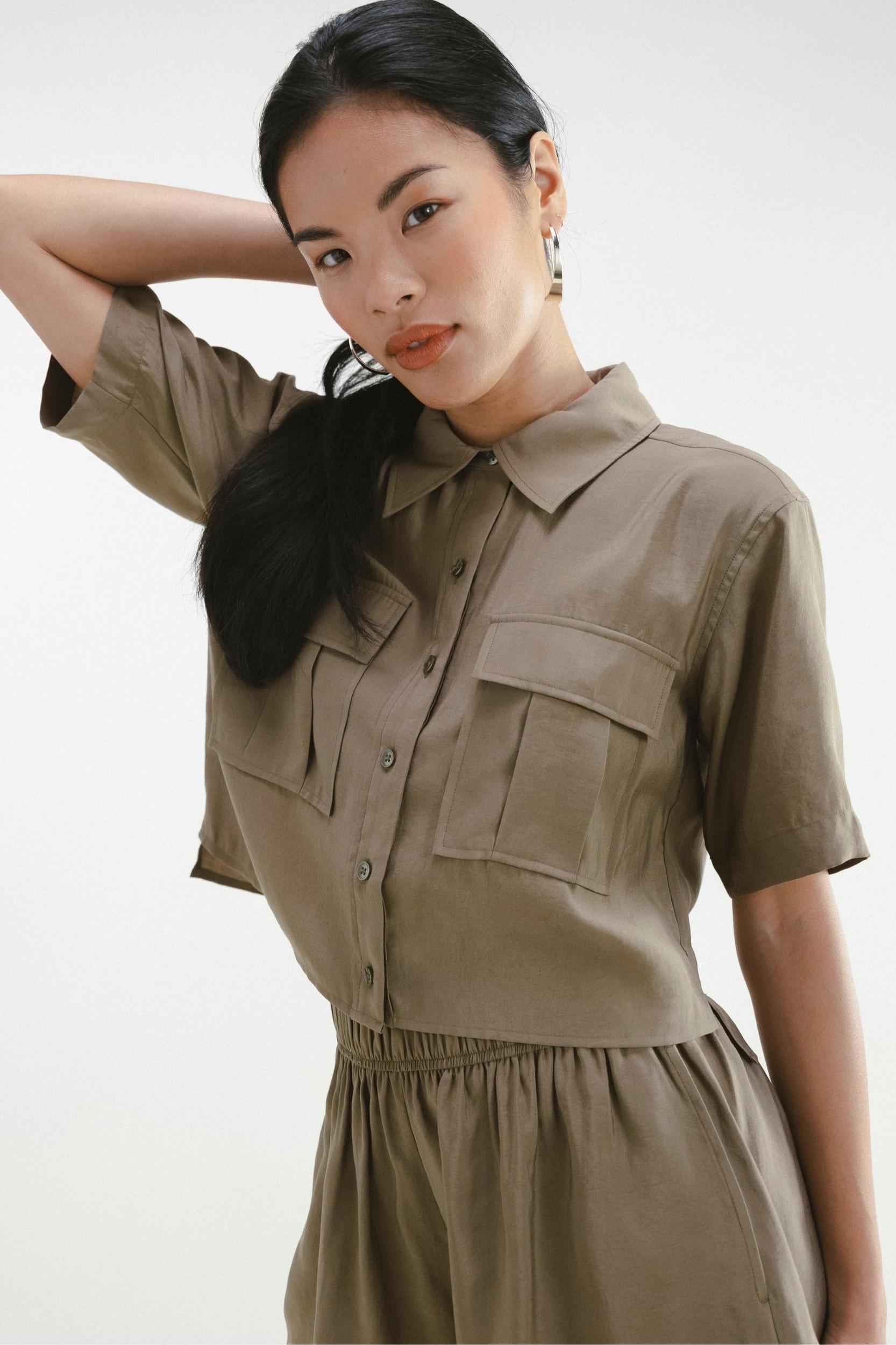 Playful Short Sleeve Top - Olive Product Image