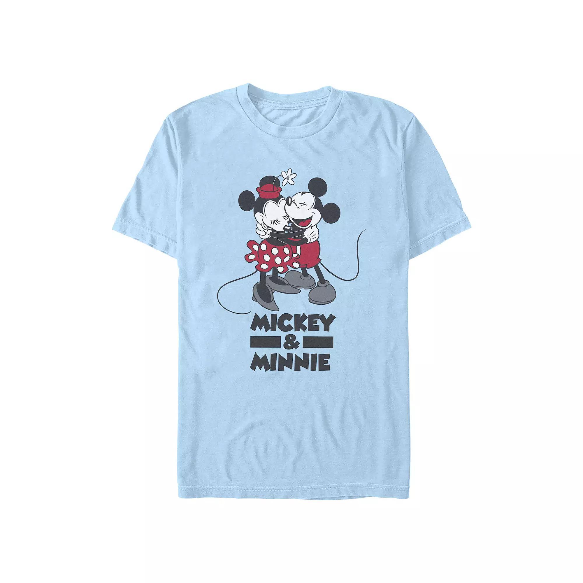 Disney's Mickey Mouse And Minnie Happy Hug Men's Graphic Tee, Size: Medium, Light Blue Product Image