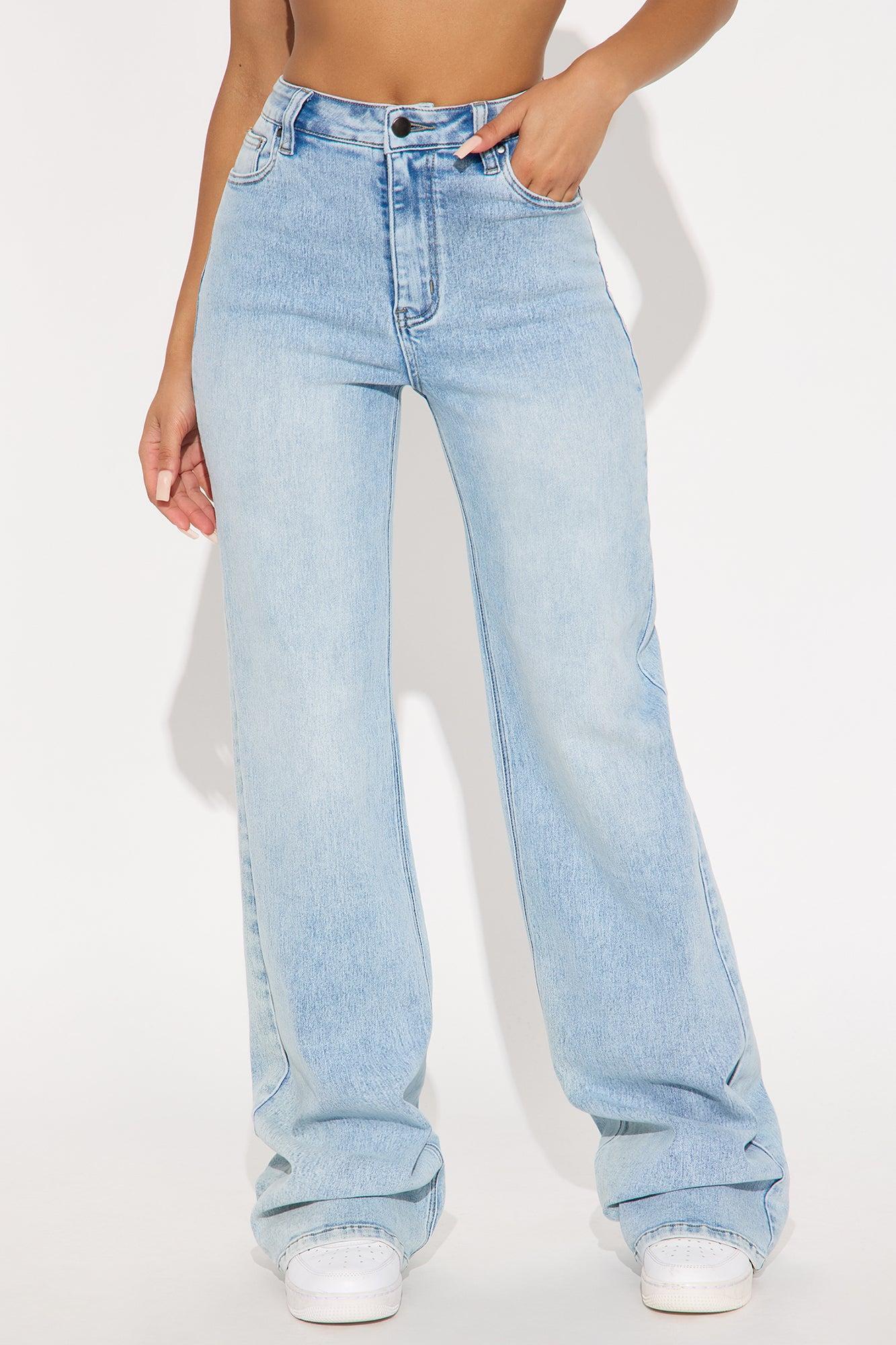 Tall Make My Day Stretch Wide Leg Jeans - Light Wash Product Image