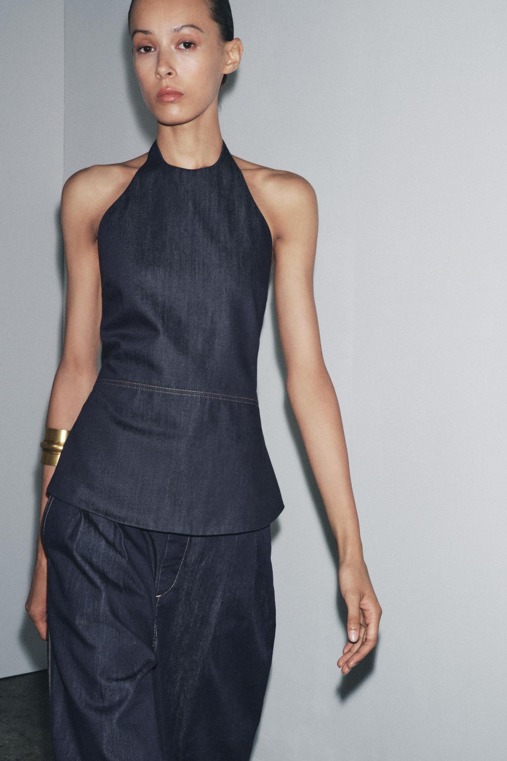 ZW COLLECTION DENIM HALTER TOP Product Image