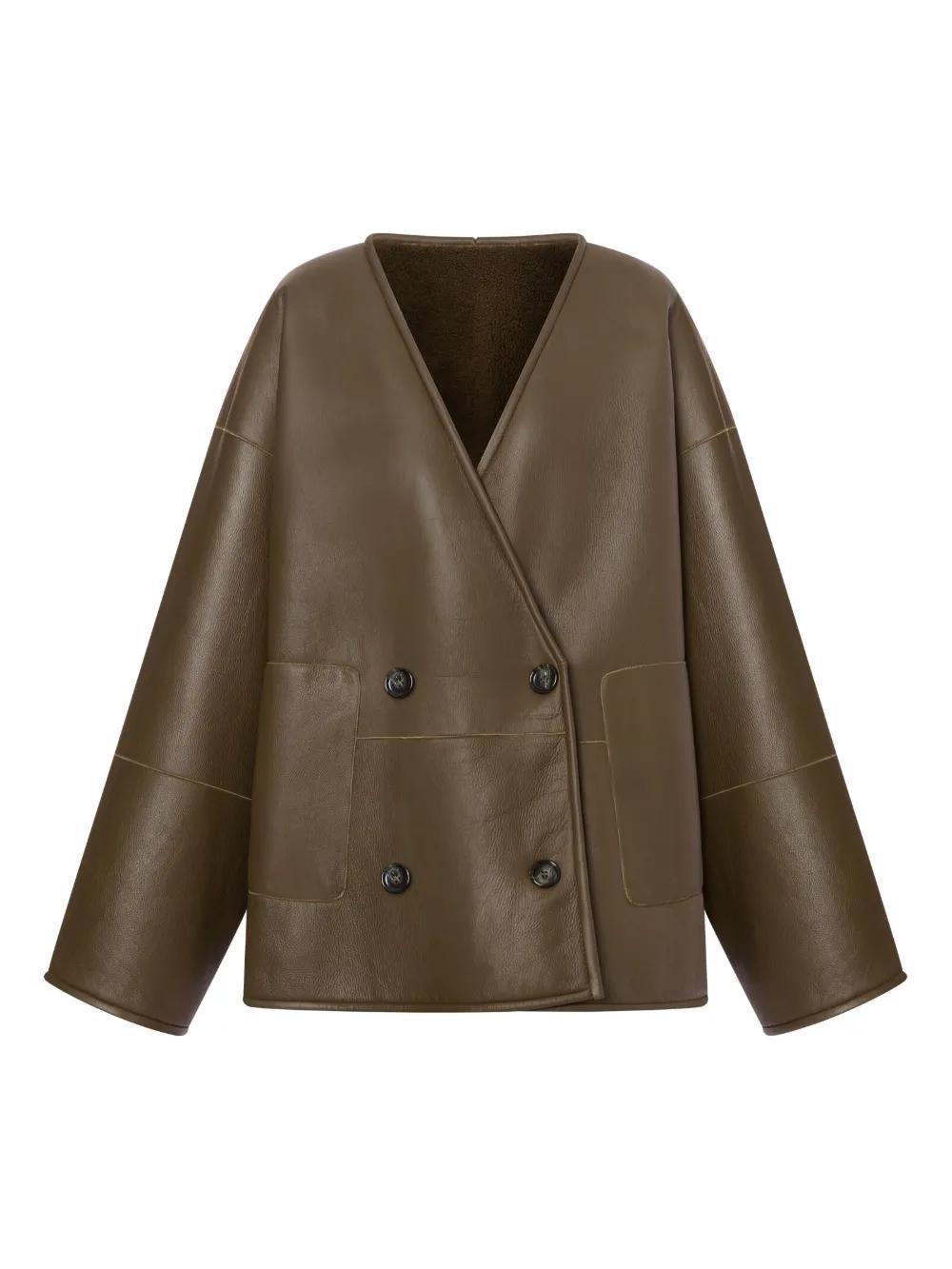 double-breasted shearling coat Product Image