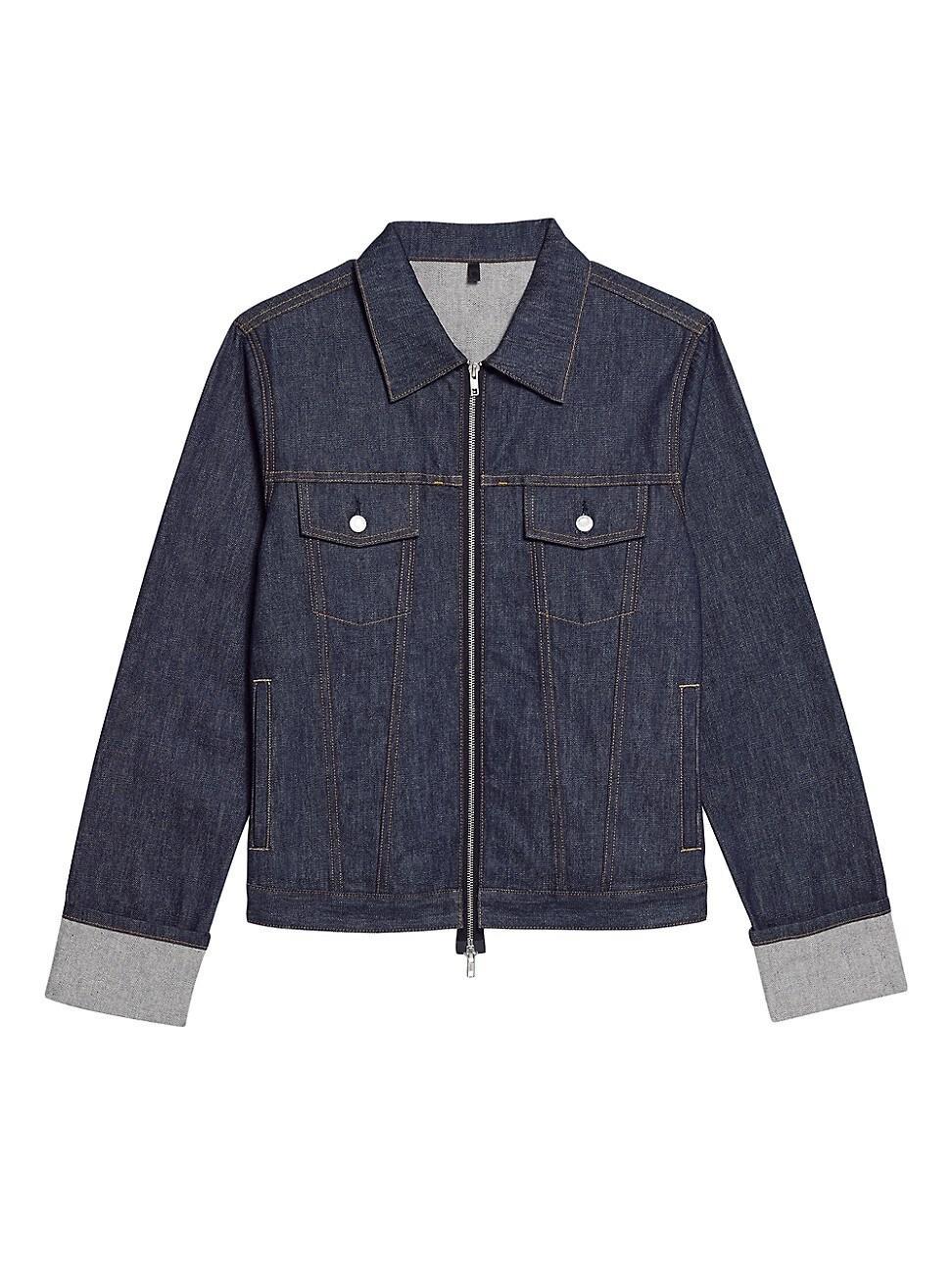 Men's Cuffed Raw Denim Trucker Jacket Product Image