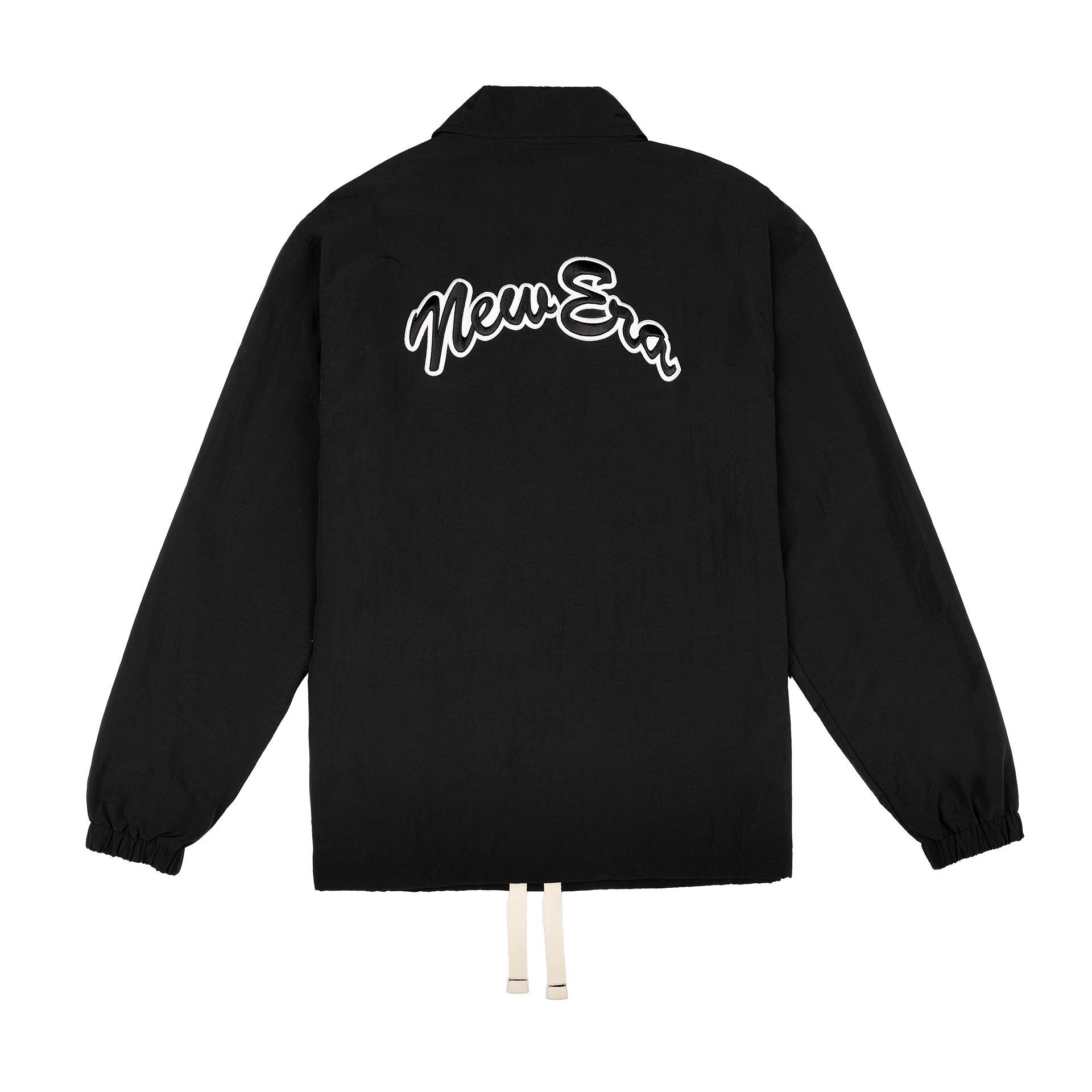 New Era Branded Ripstop Script Nylon Black Coach's Jacket Male Product Image