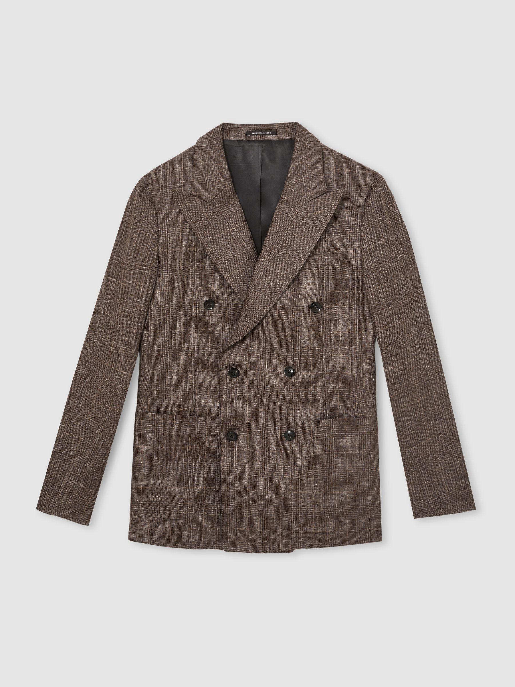 Puppytooth-Check Tailored Trousers in Soft Grey Product Image