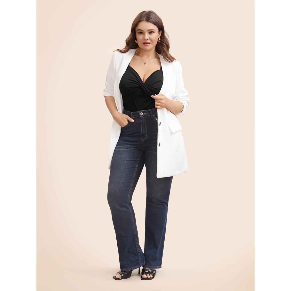 Plus Size Deep V Neck Twist Gathered Cami Top Women Black Elegant Twist Deep V-neck Everyday Tank Tops Camis BloomChic 28/5X Product Image