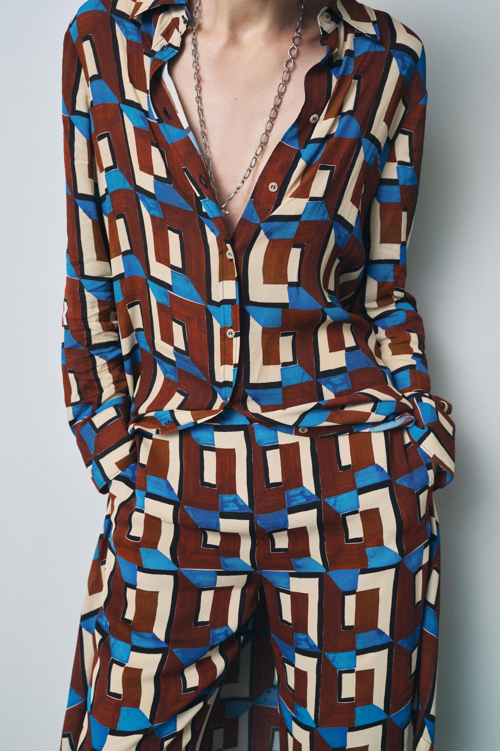 ZW COLLECTION PRINTED FLARE PANTS Product Image