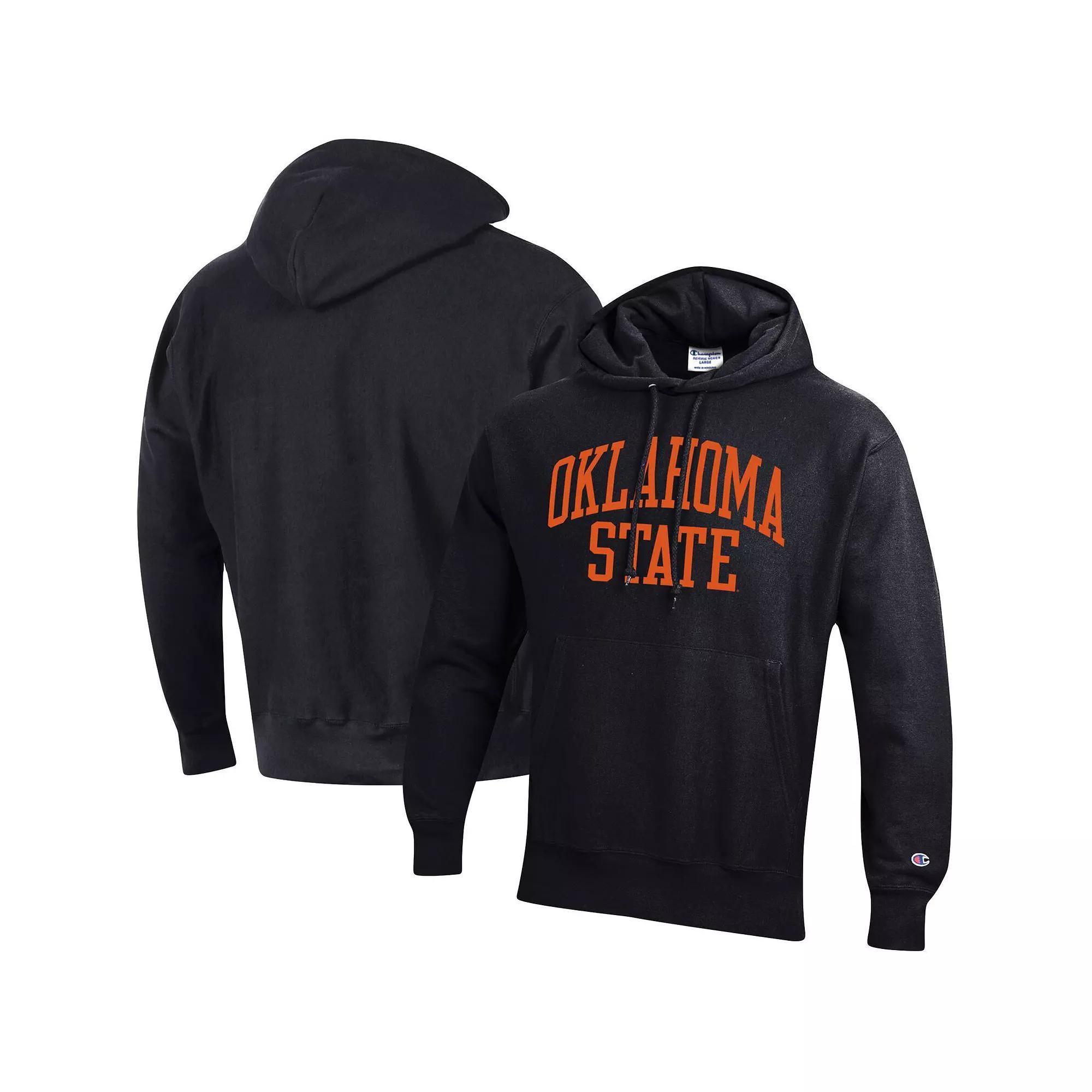 Men's Champion Black Oklahoma State Cowboys Team Arch Reverse Weave Pullover Hoodie, Size: Small Product Image
