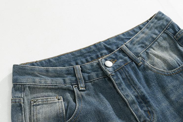 RT No. 6510 WASHED BLUE DENIM WIDE STRAIGHT JEANS Product Image