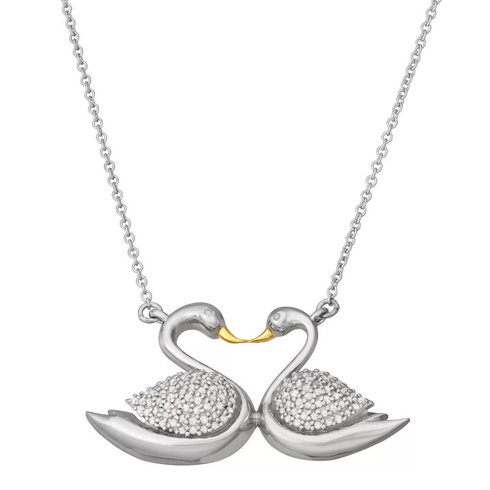 Jewelexcess 1/4 Carat T.W. Diamond Two-Tone Sterling Silver Swan Pendant Necklace, Women's, Size: 18", Two Tone Product Image
