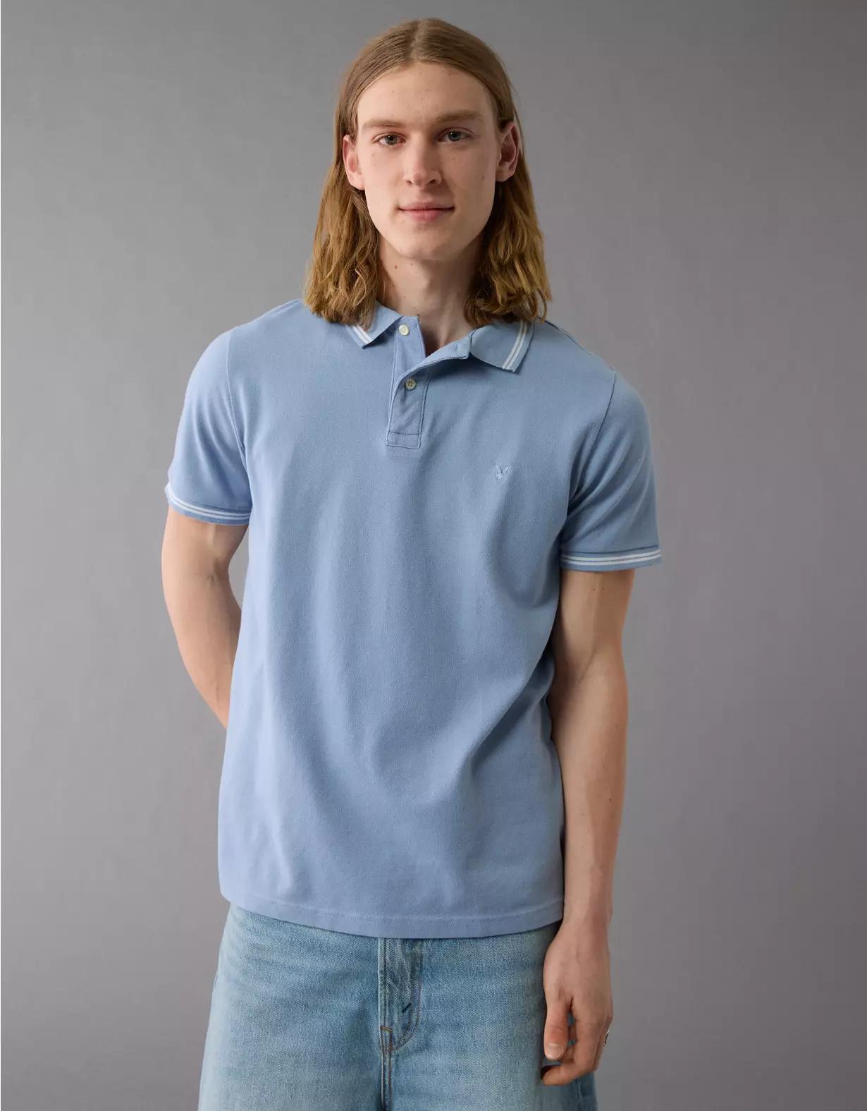 AE Lived-In Stretch Pique Slim Fit Tipped Polo Shirt Product Image