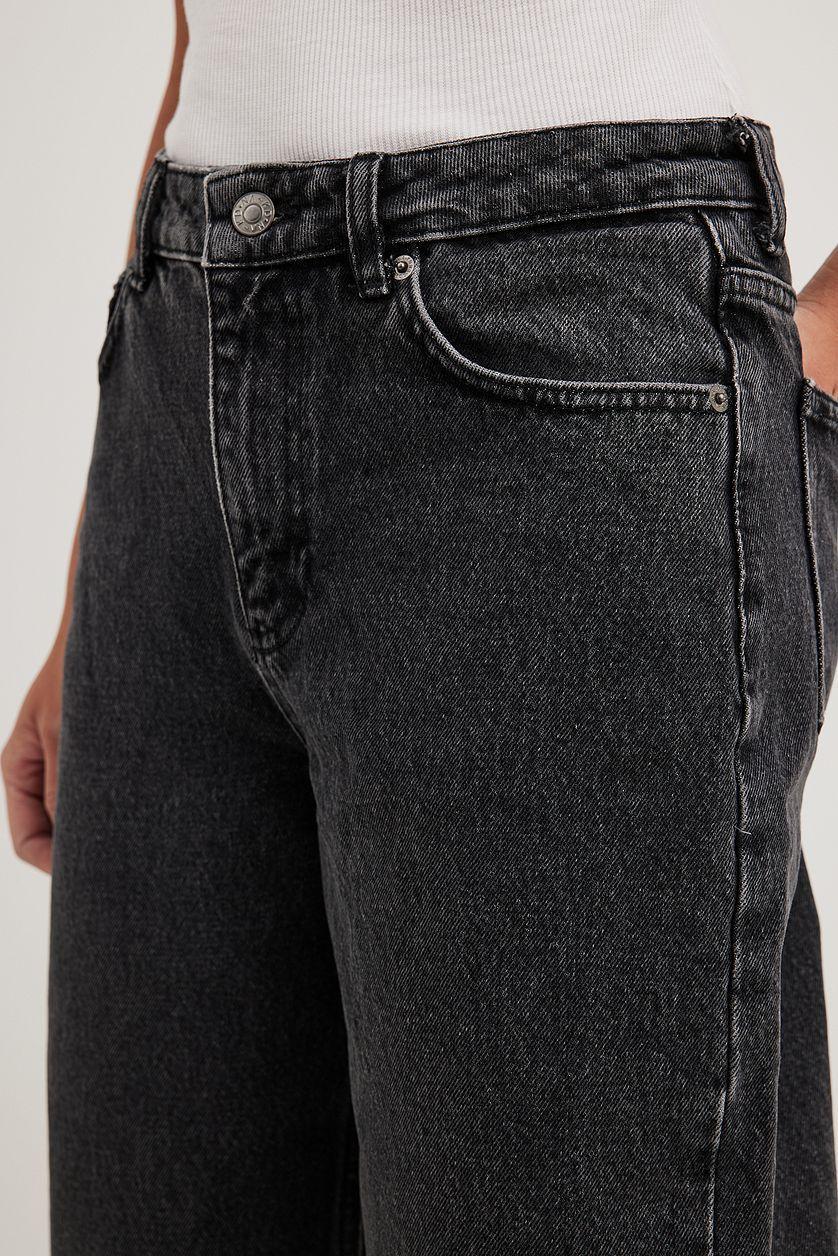 Straight Mid Waist Jeans Grey Product Image