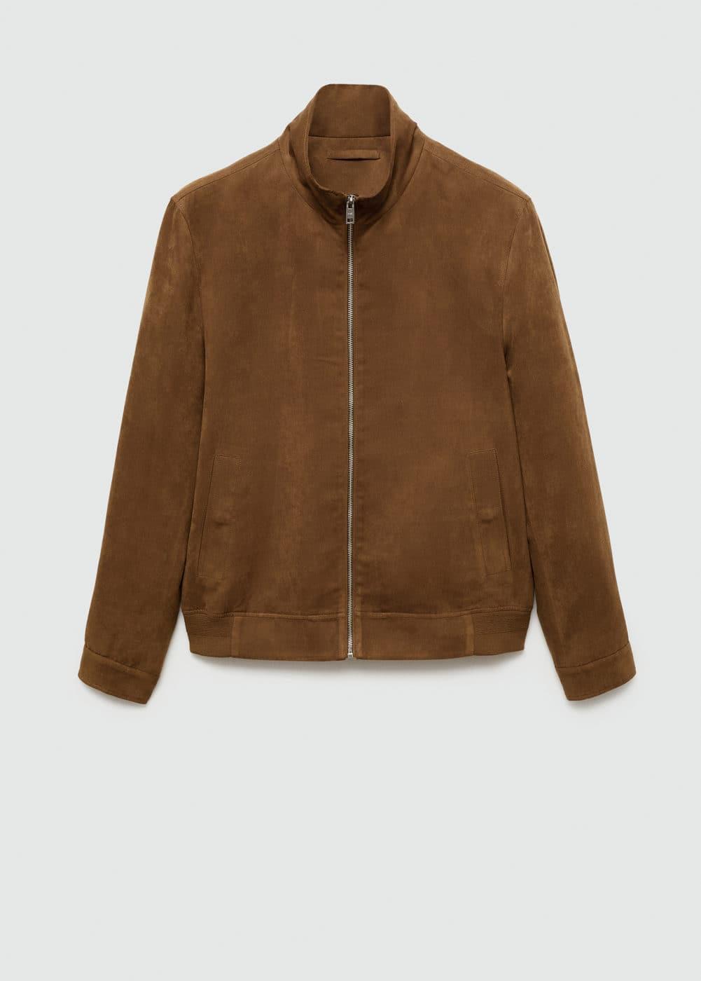 Suede-effect jacket with zip - Men | MANGO USA Product Image