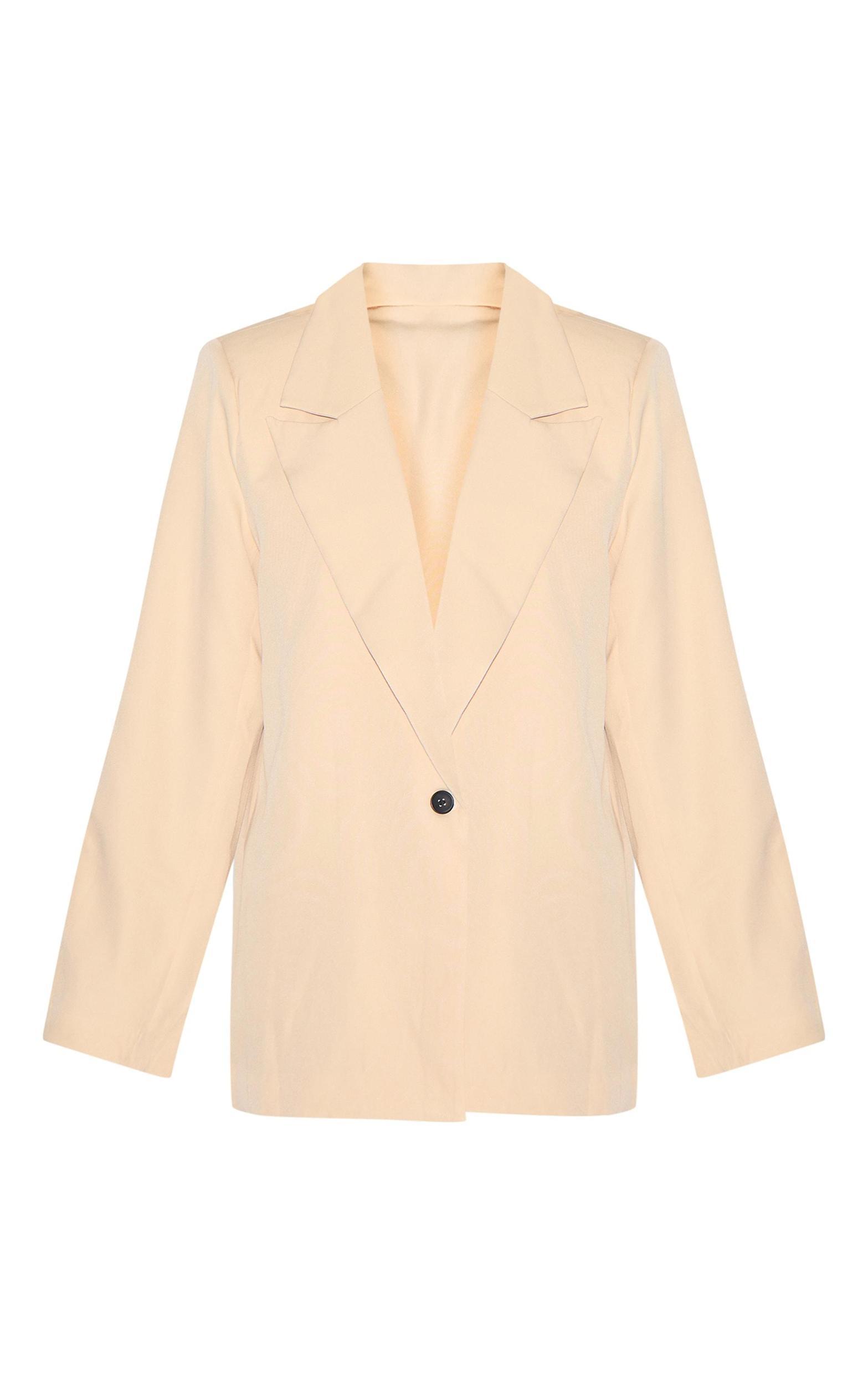 Stone Oversized Drapey Button Detail Blazer Product Image