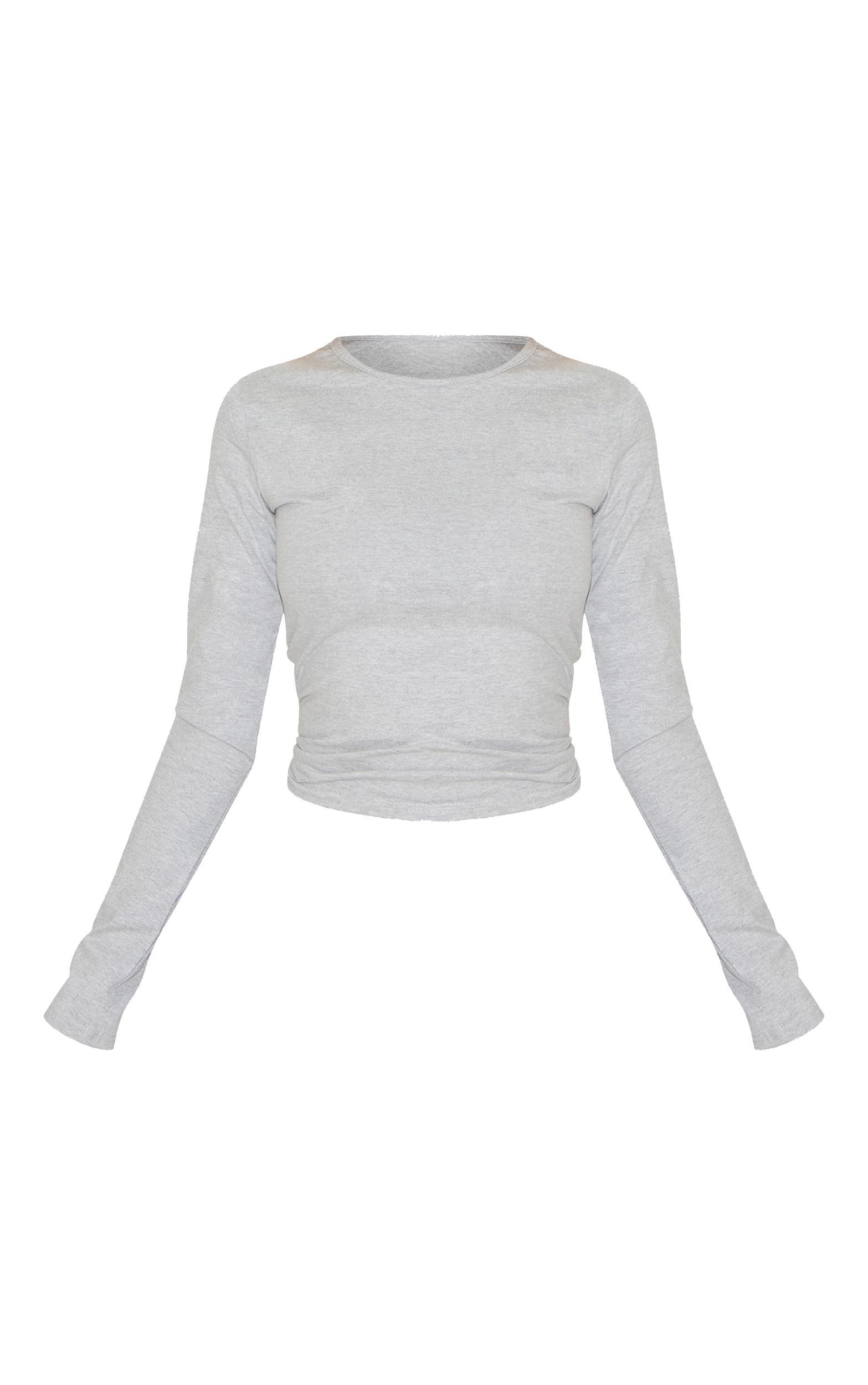 Ash Grey Premium Cotton Fitted Long Sleeve T-shirt Product Image