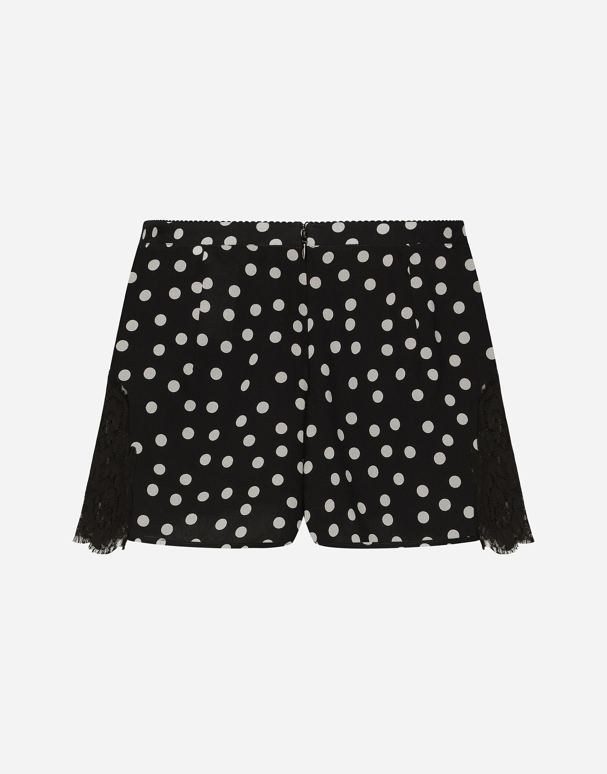 DOLCE & GABBANA Polka-dot Silk-blend Shorts In Black Product Image