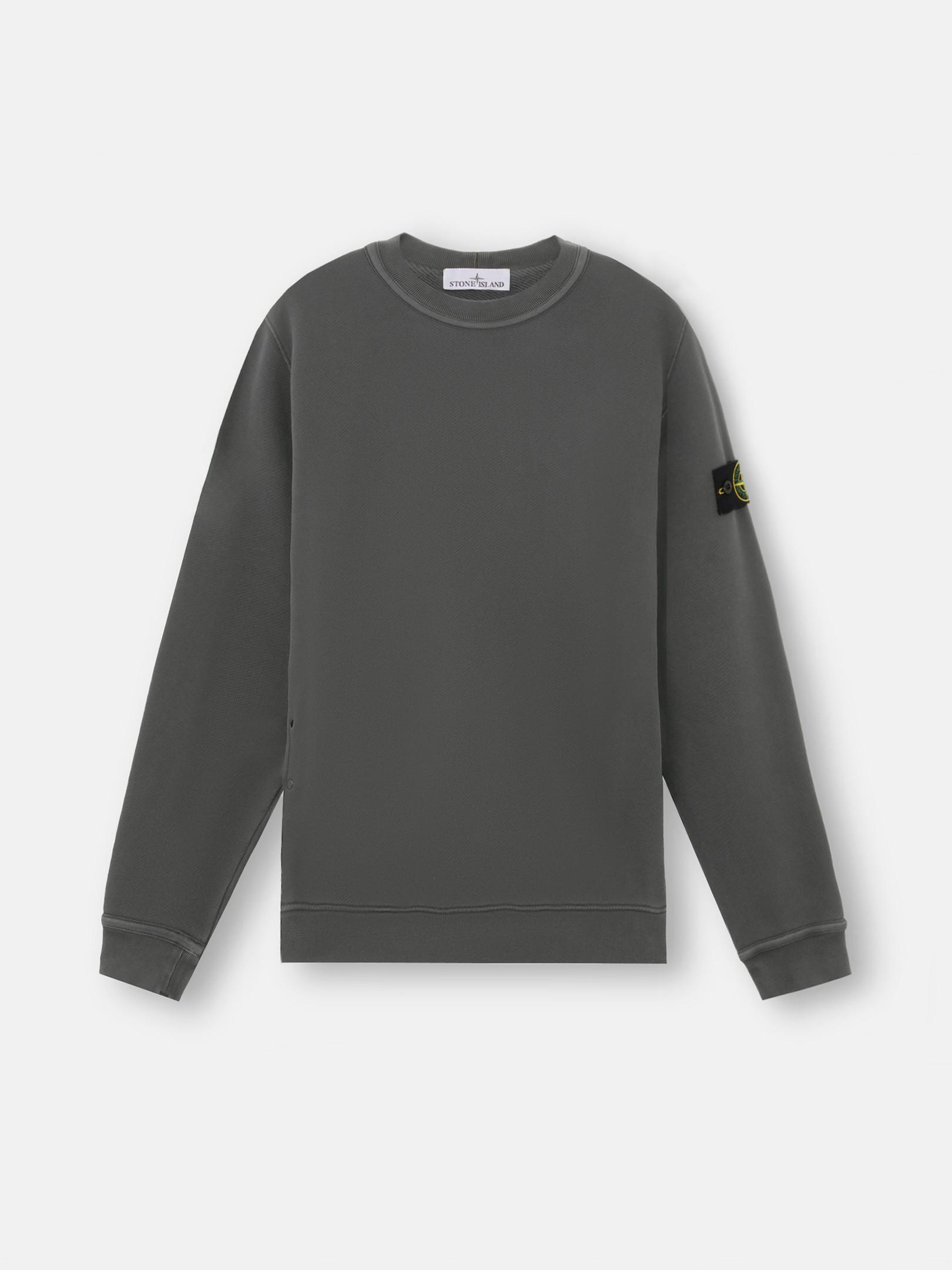 STONE ISLAND 61241 Organic Cotton Diagonal Fleece 'old' Effect In Gris Plomb Product Image