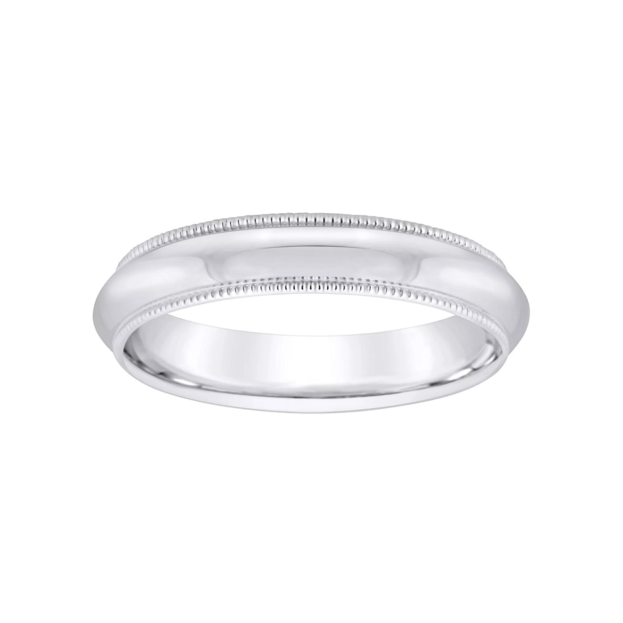 Alyson Layne Mens 18k White Gold Milgrain Comfort Fit Wedding Band Product Image