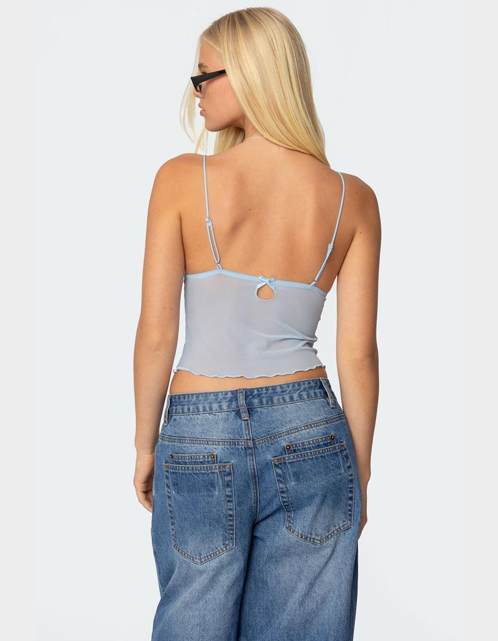 EDIKTED Berkley Sheer Mesh Lacey Top Product Image