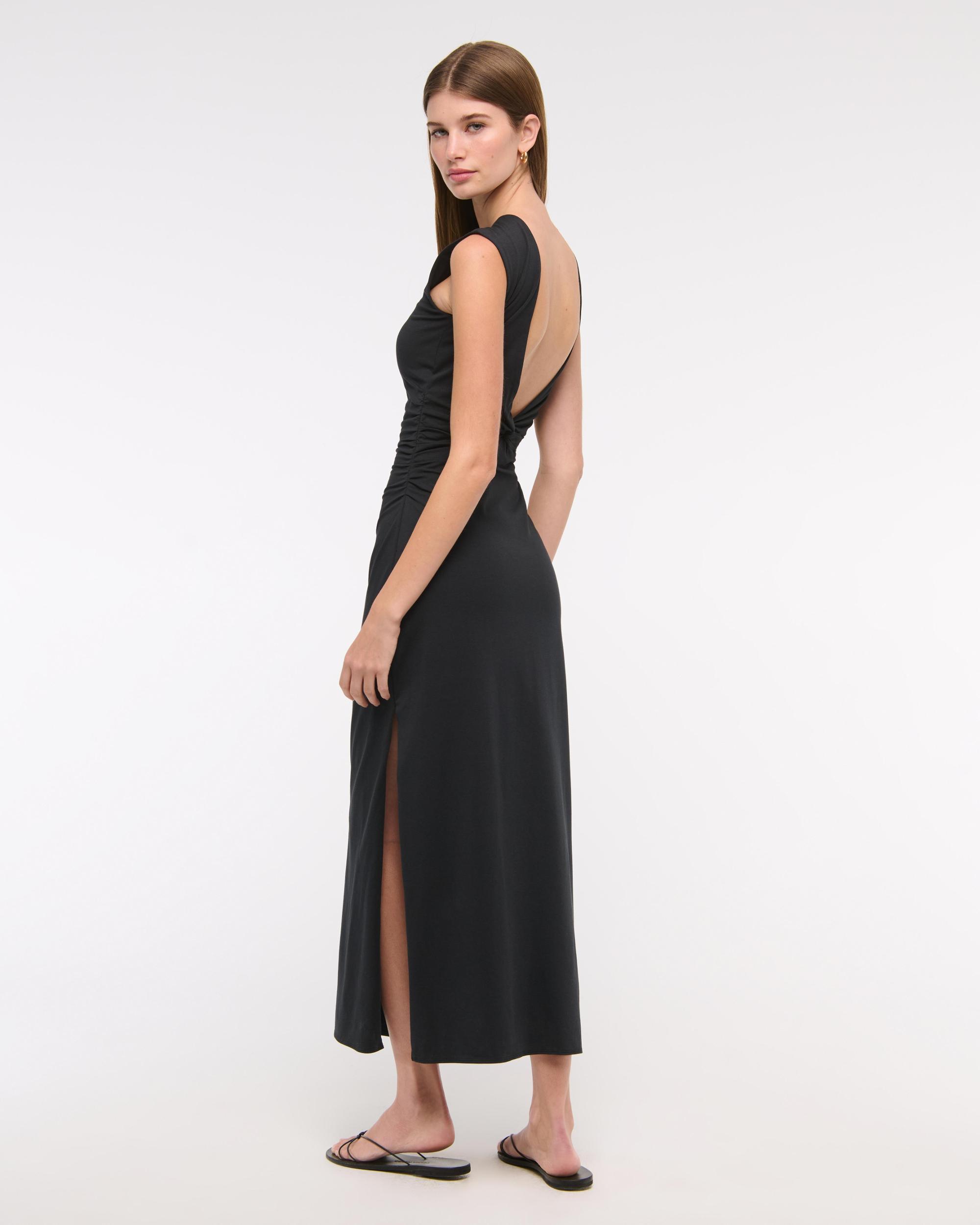 Bra-Free Open-Back Knit Midi Dress Product Image