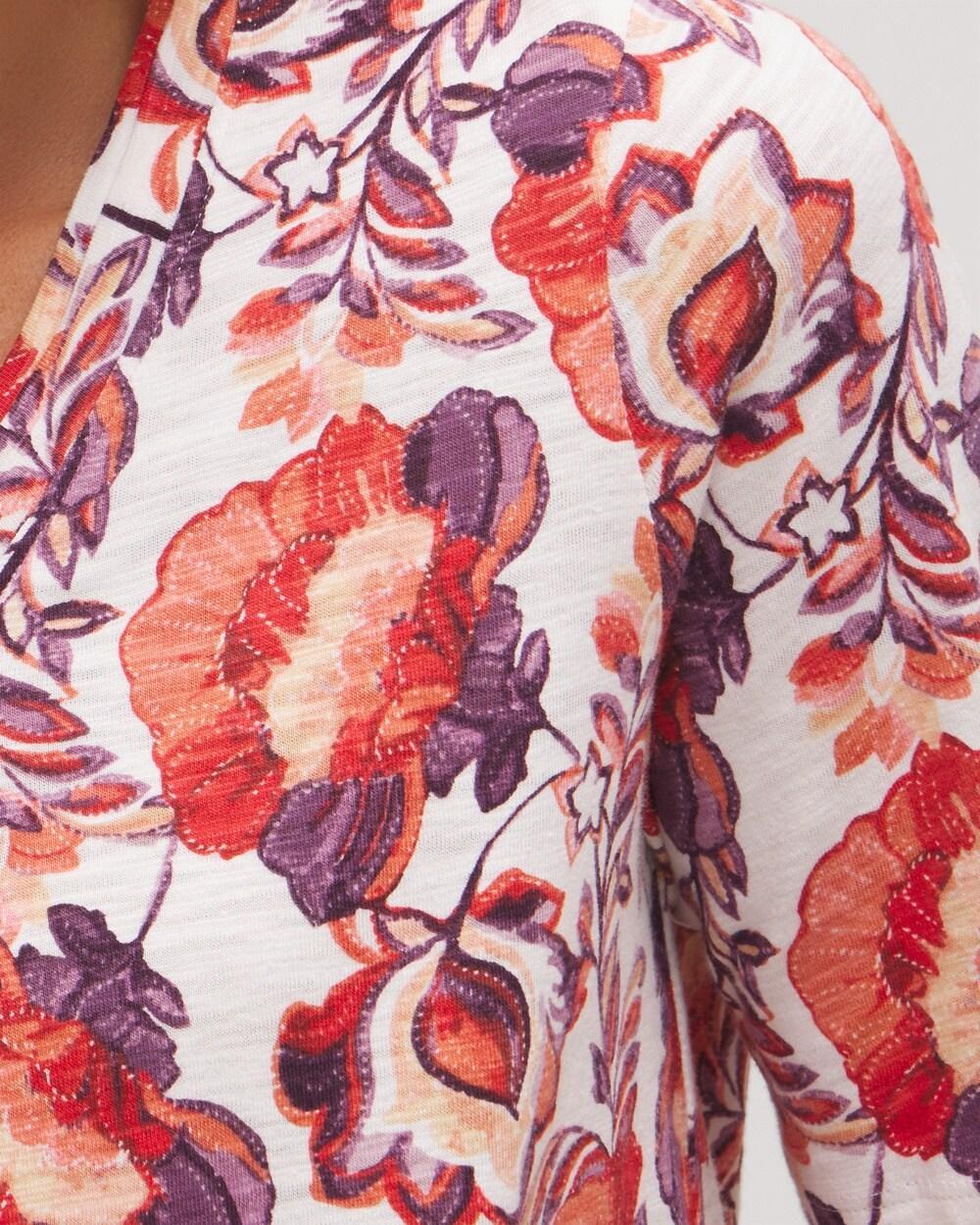 Floral Elbow Sleeve A-line Tee Product Image