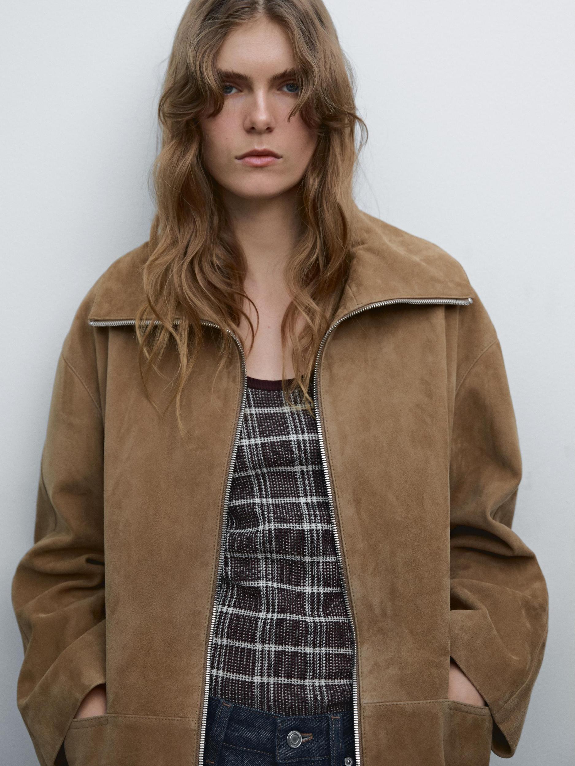 Medium suede leather coat Product Image