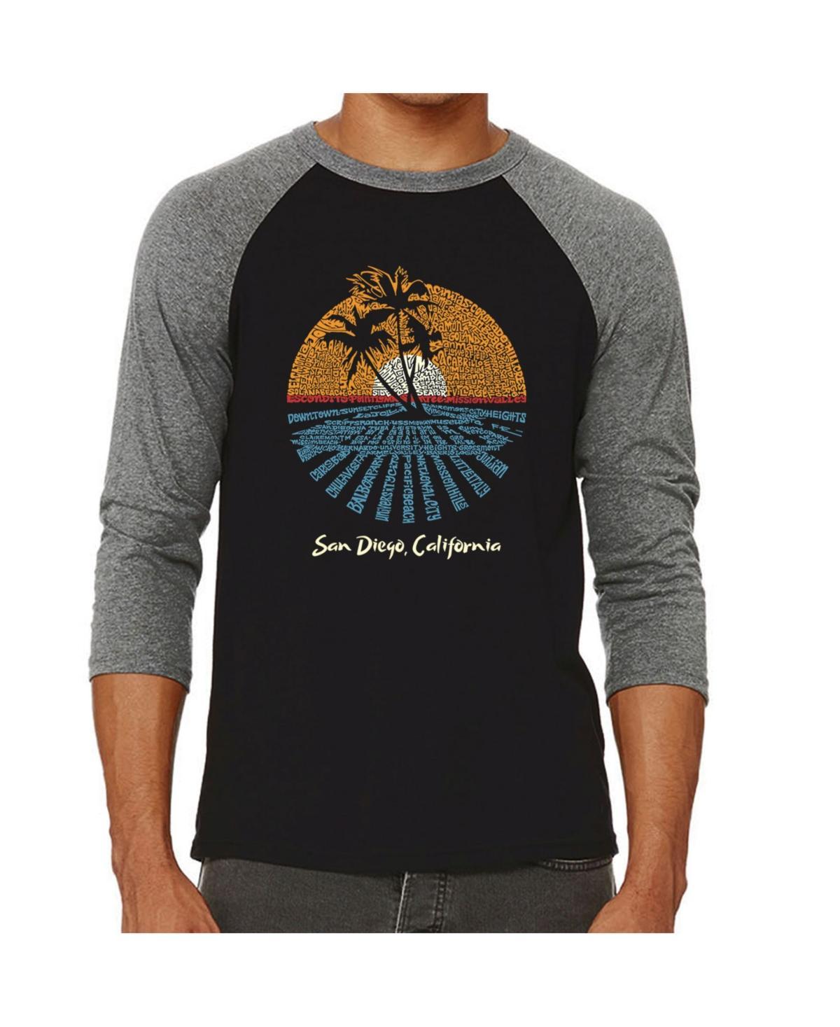 La Pop Art Cities in San Diego Mens Raglan Word Art T-shirt Product Image