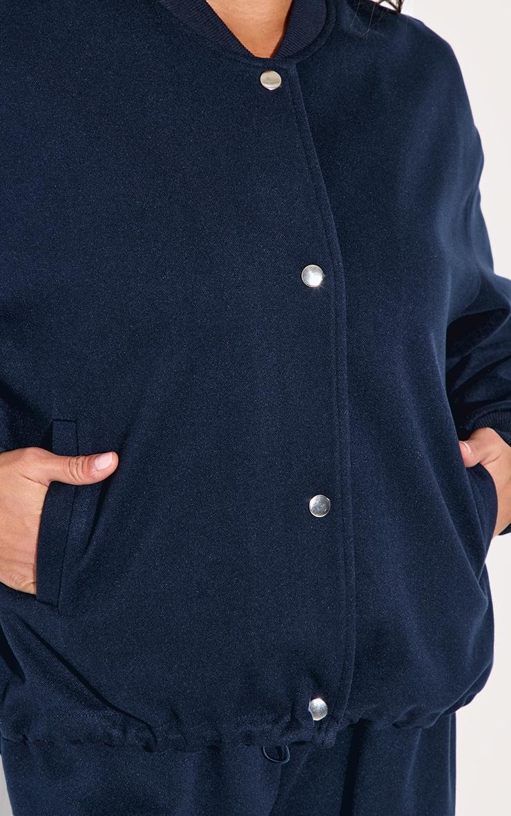 Navy Heavy Brushed Bomber Jacket Product Image