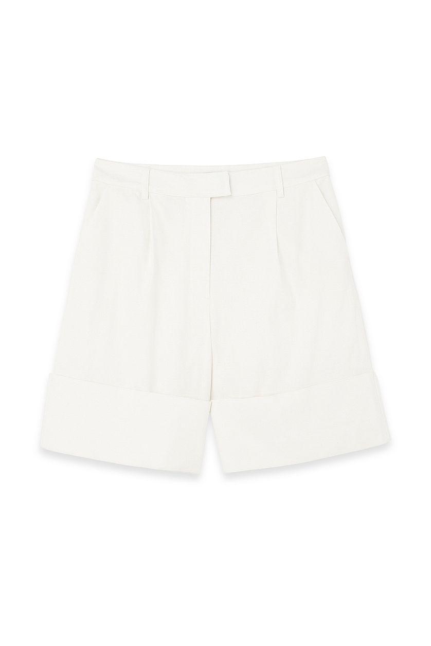 Linen Blend Loose Mid Waist Shorts Product Image