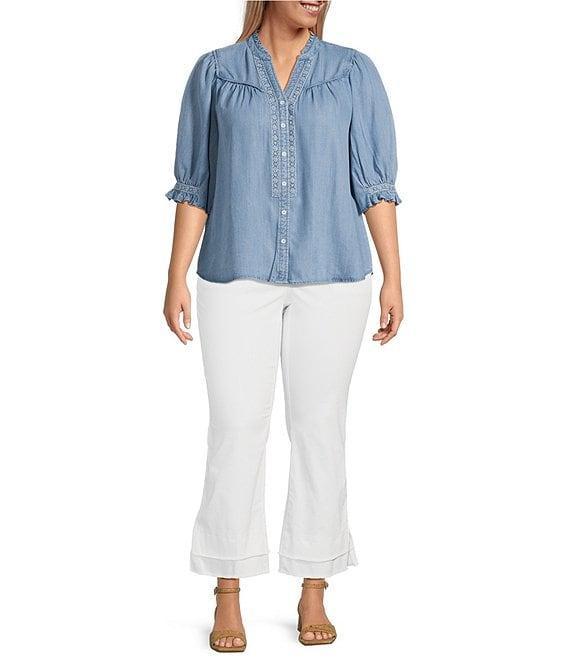 Democracy Plus Size #double;Ab#double;solution® Kick Flare Double Layer Fray Hem Crop Jeans Product Image